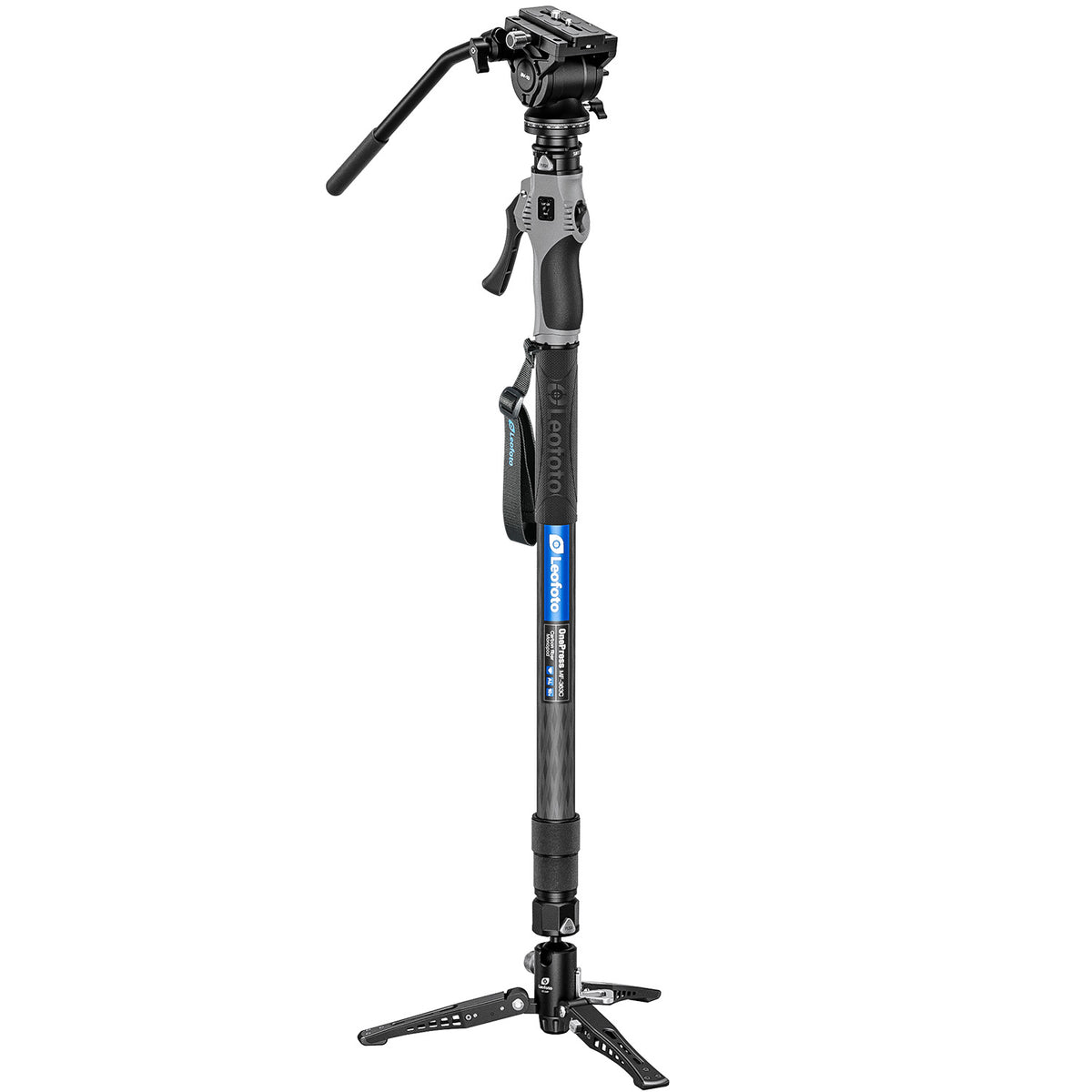 Leofoto MF-363C One-Click Carbon Fiber Monopod with VD-04P Foot Pedal Base and BV-10 Fluid Video Head