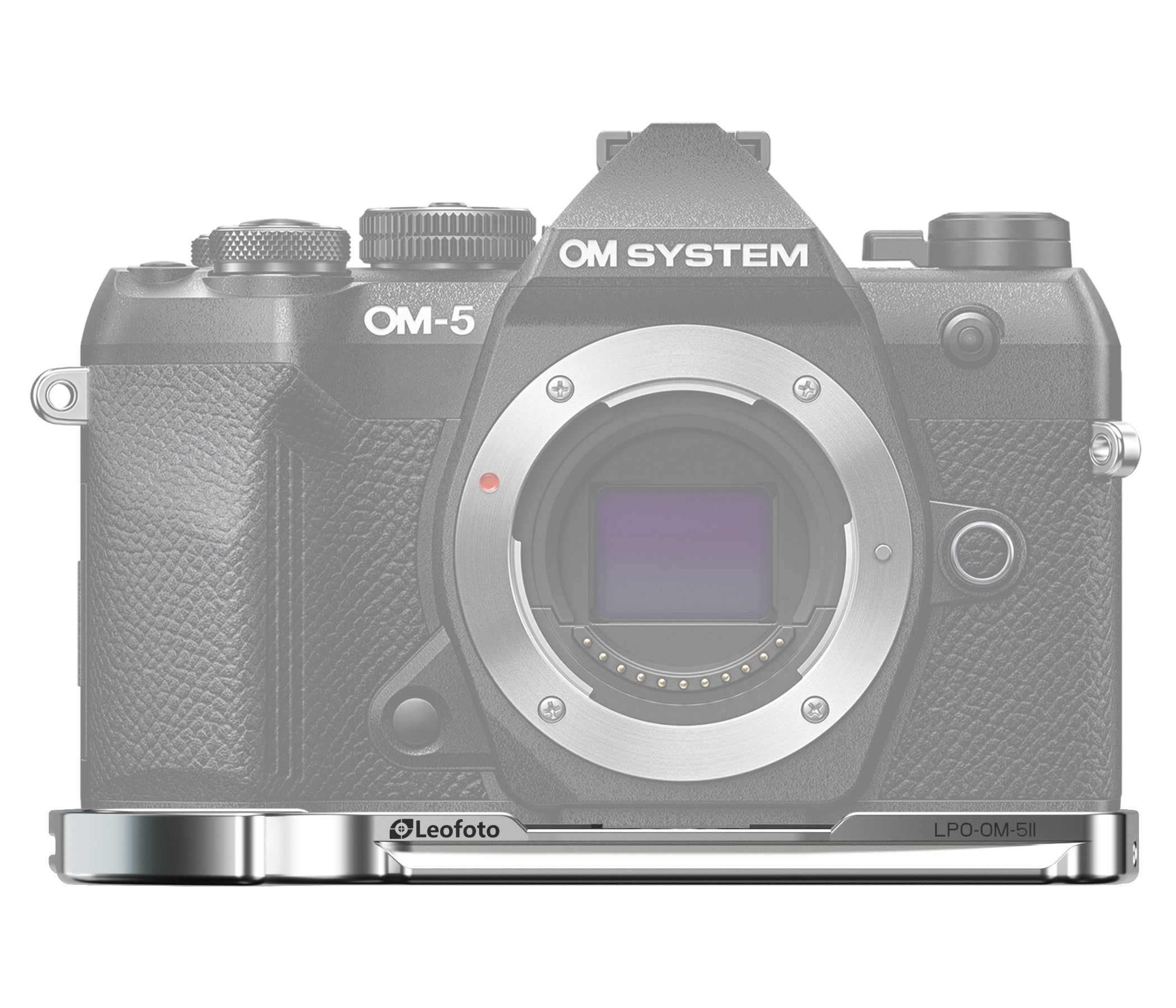 Leofoto LPO-OM-5II L Plate for Olympus OM System OM-5II | Arca Compatible (Black/Silver)