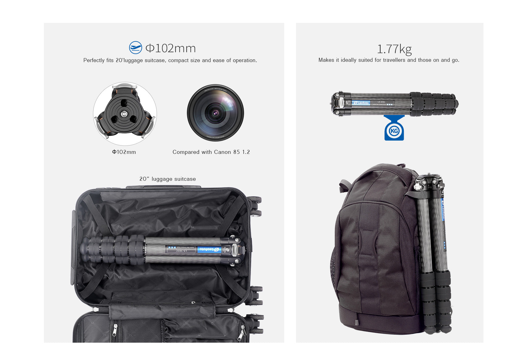 Leofoto LS-365C Professional Light Weight Carbon Fiber Tripod Kit