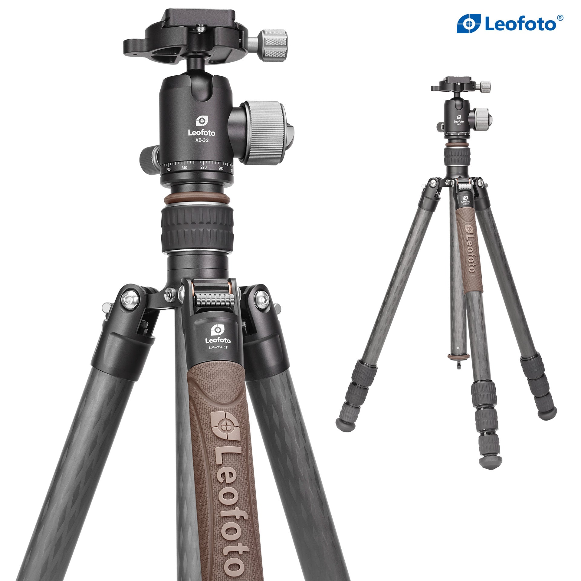 Leofoto LX-254CT + XB-32 Reversible Travel Tripod with Ball Head Set