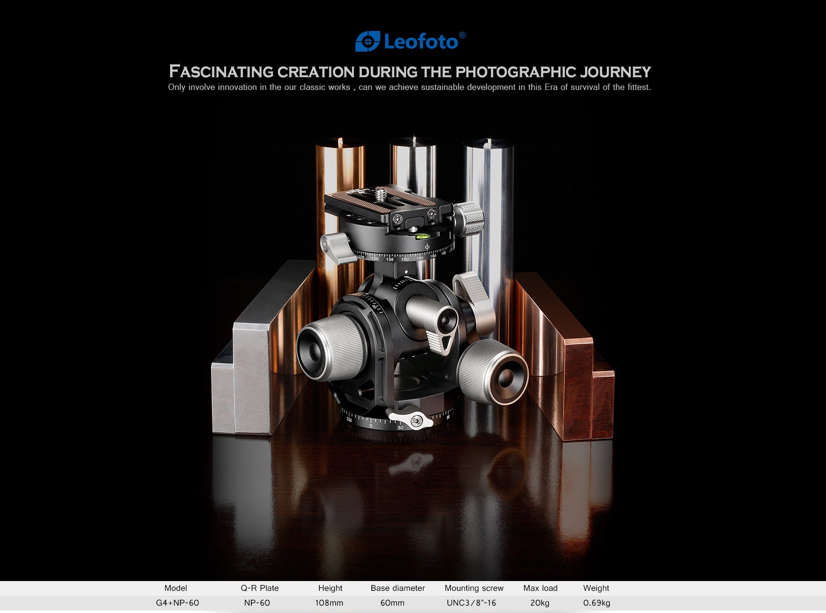 Leofoto G4 Four Way Geared Head with 360° Panning Clamp | Arca Compatible