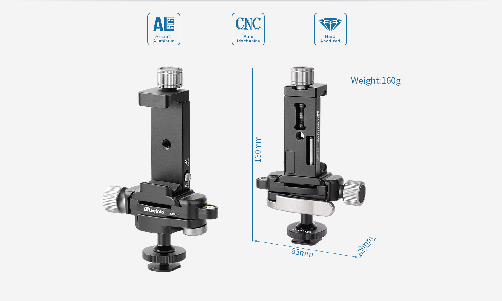 Leofoto Multipurpose Clamp Kit FA-01+ MBC-18 + PC-90II Mini Ballhead with Phone Clamp and Hot Shoe for Camera