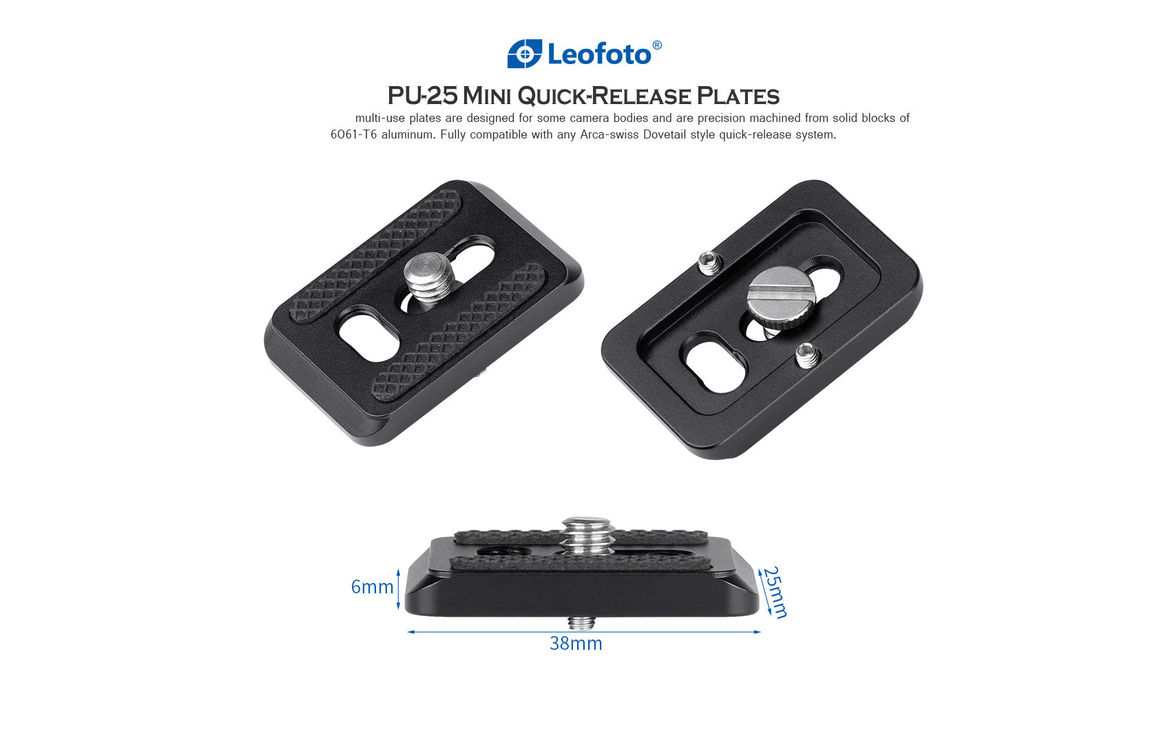 Leofoto PU-25 (25x38mm) Plate | ARCA Compatible