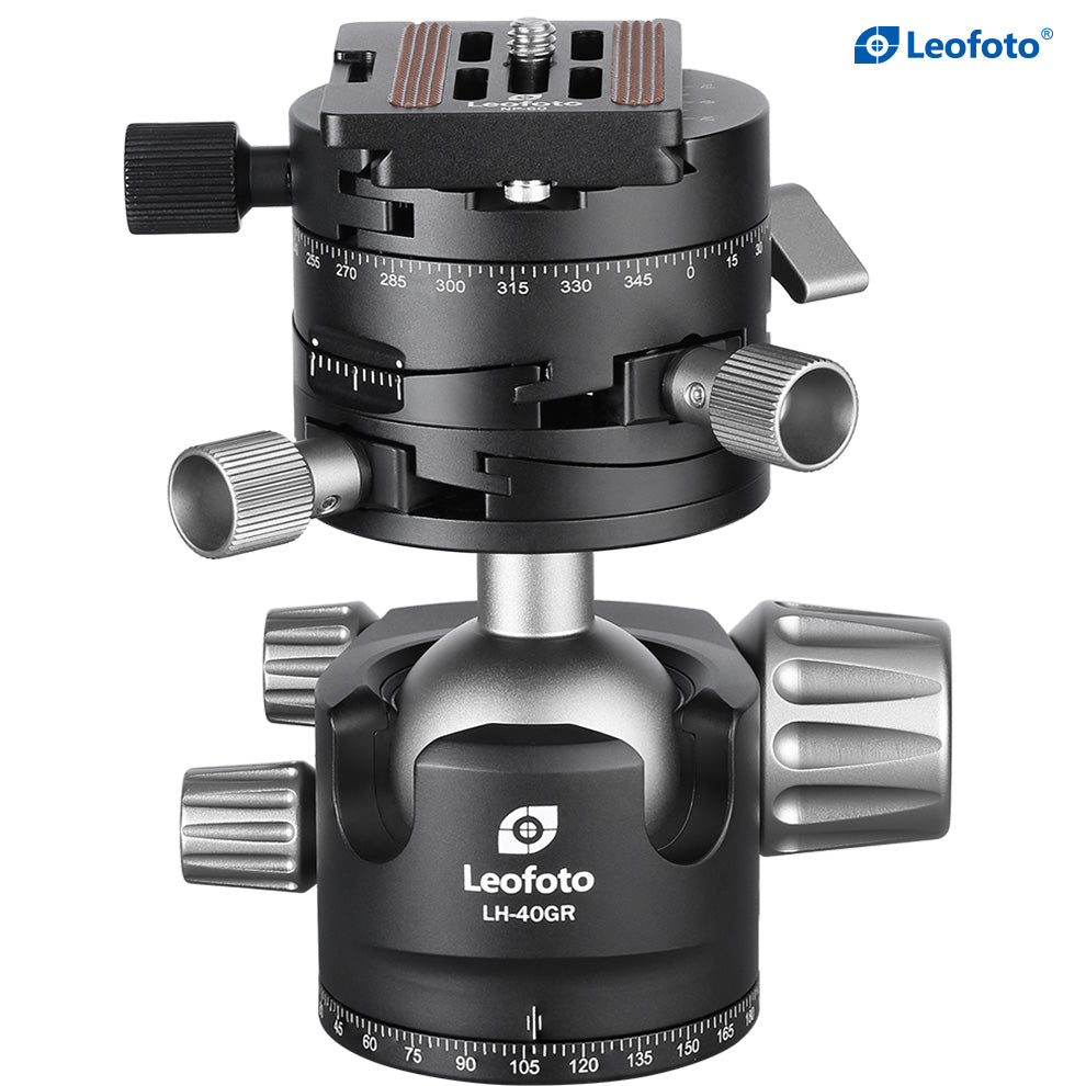 Leofoto LH-40GR Low-Profile Ball Head with Integrated Geared Panorama | Arca Compatible