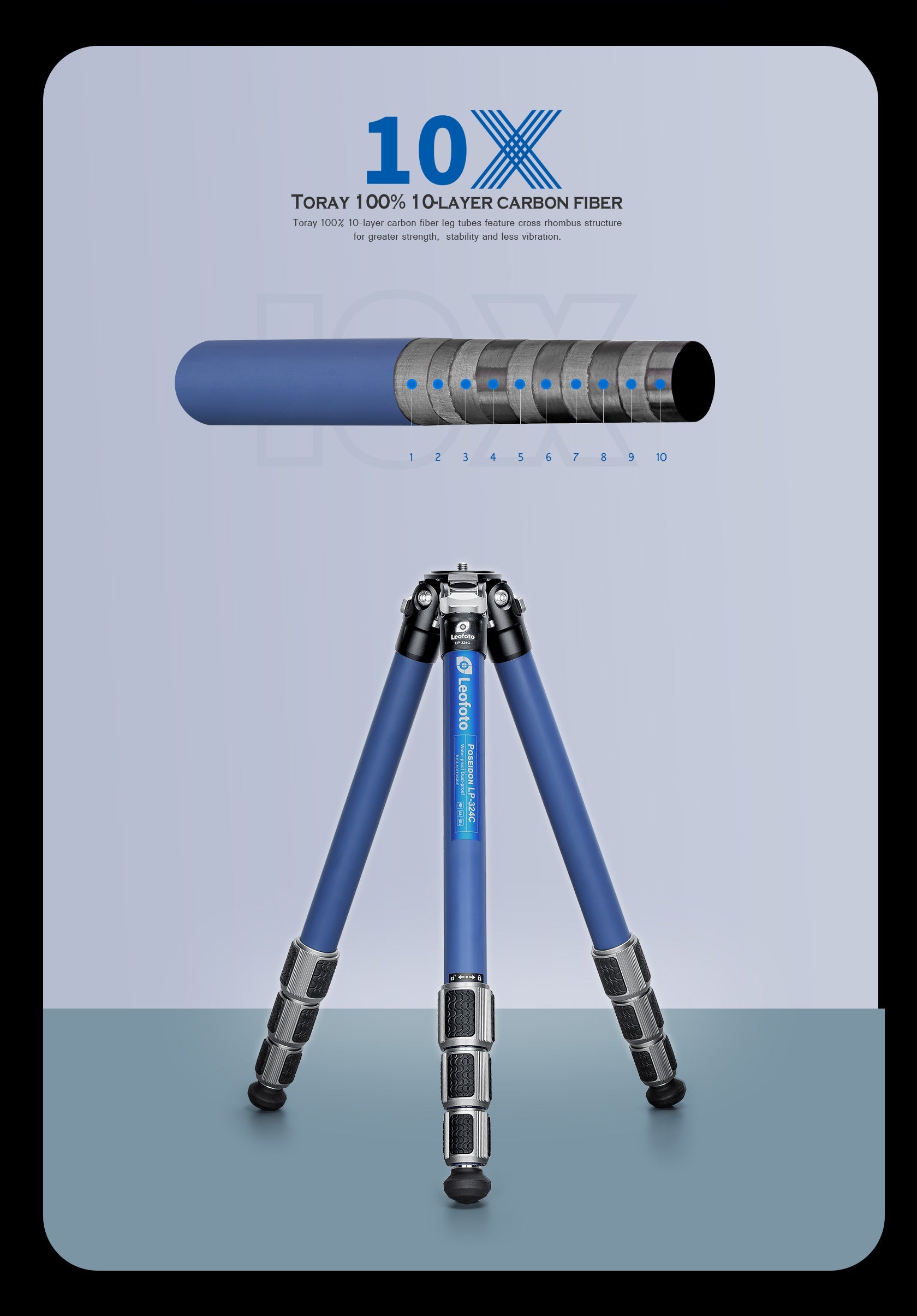 Leofoto LP-324C+LH-40 Poseidon Ocean Tripod with Ballhead | Anti-Corrosion with Titanium Foot Spike