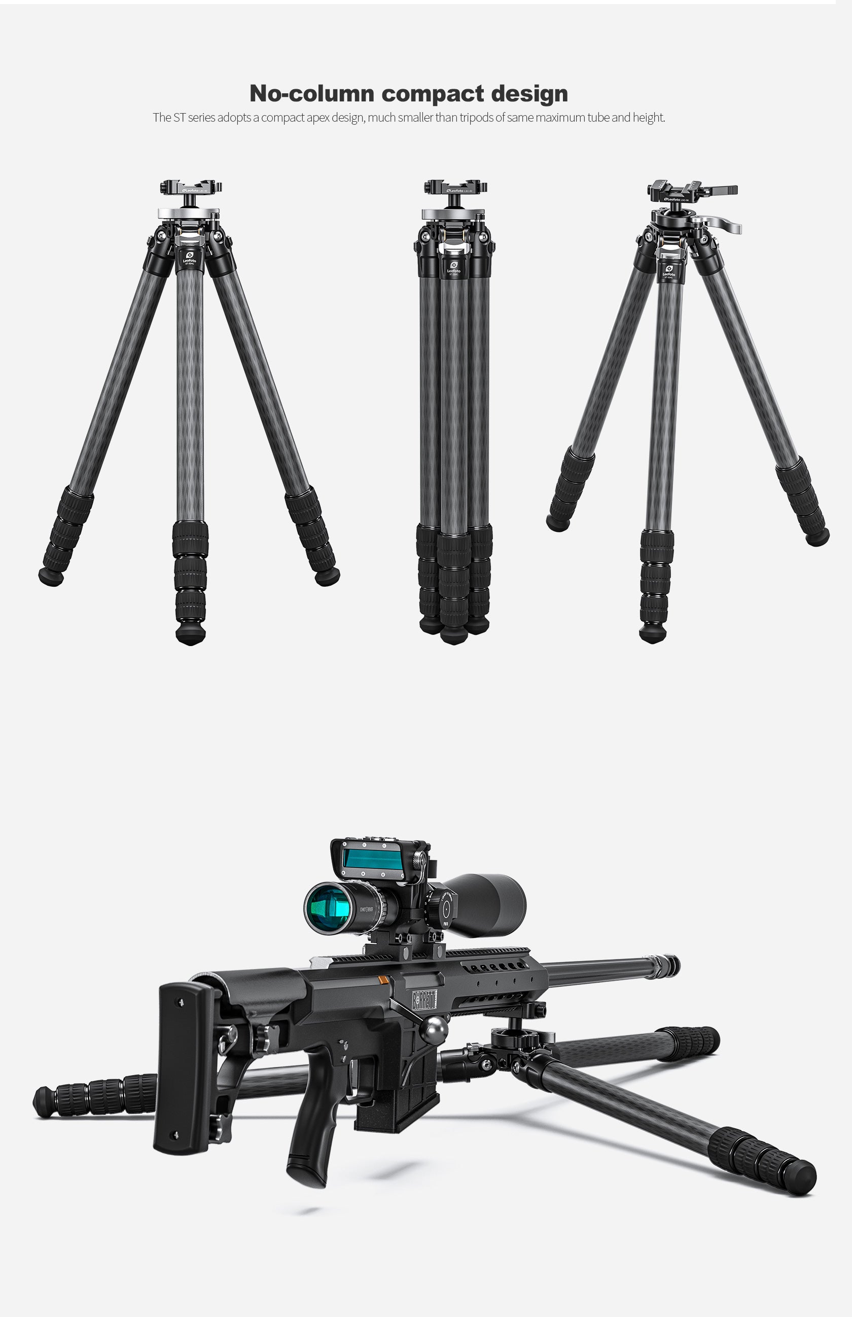 Leofoto ST-324C/ ST-324CL(Long)/ ST-364C/ ST-364CL(Long) Outdoors Tripod with Integrated Lever-Control Ballhead | Lever-Release Clamp