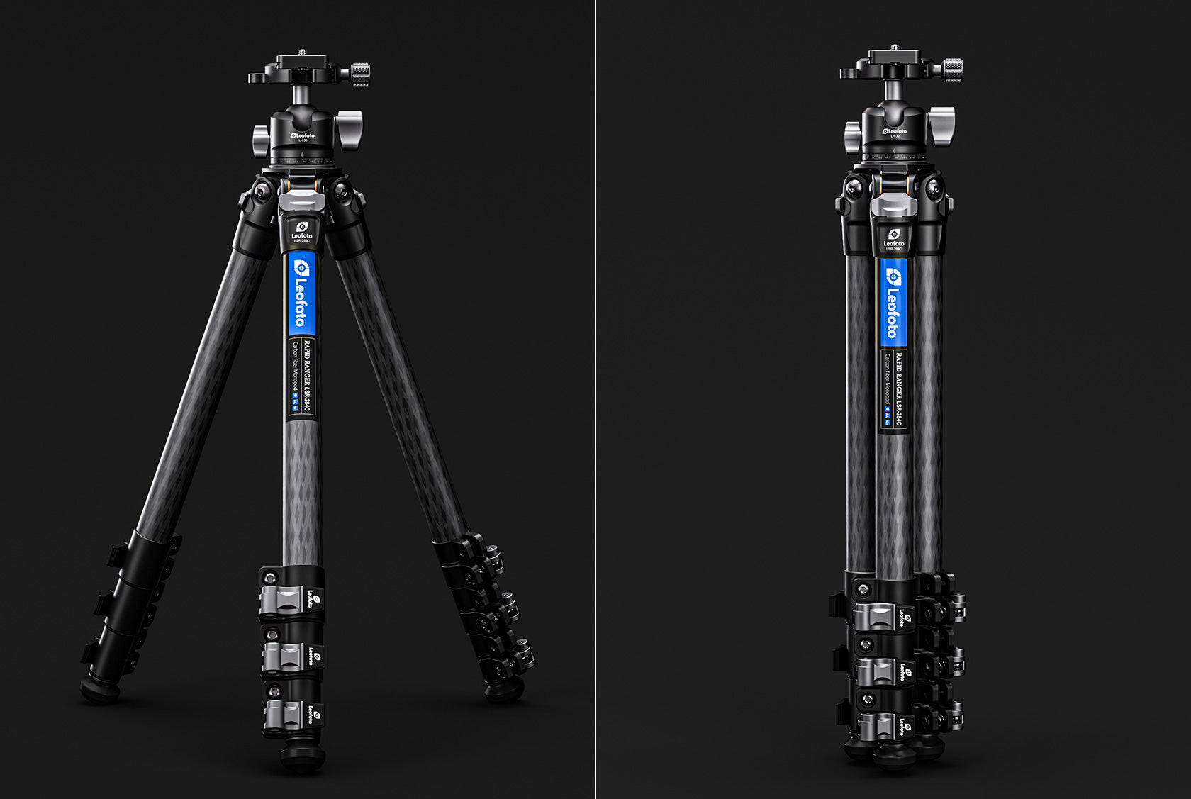 Leofoto LSR-284C+LH-30 Ranger Series Tripod with Ballhead | Flip Leg Lock Ver.