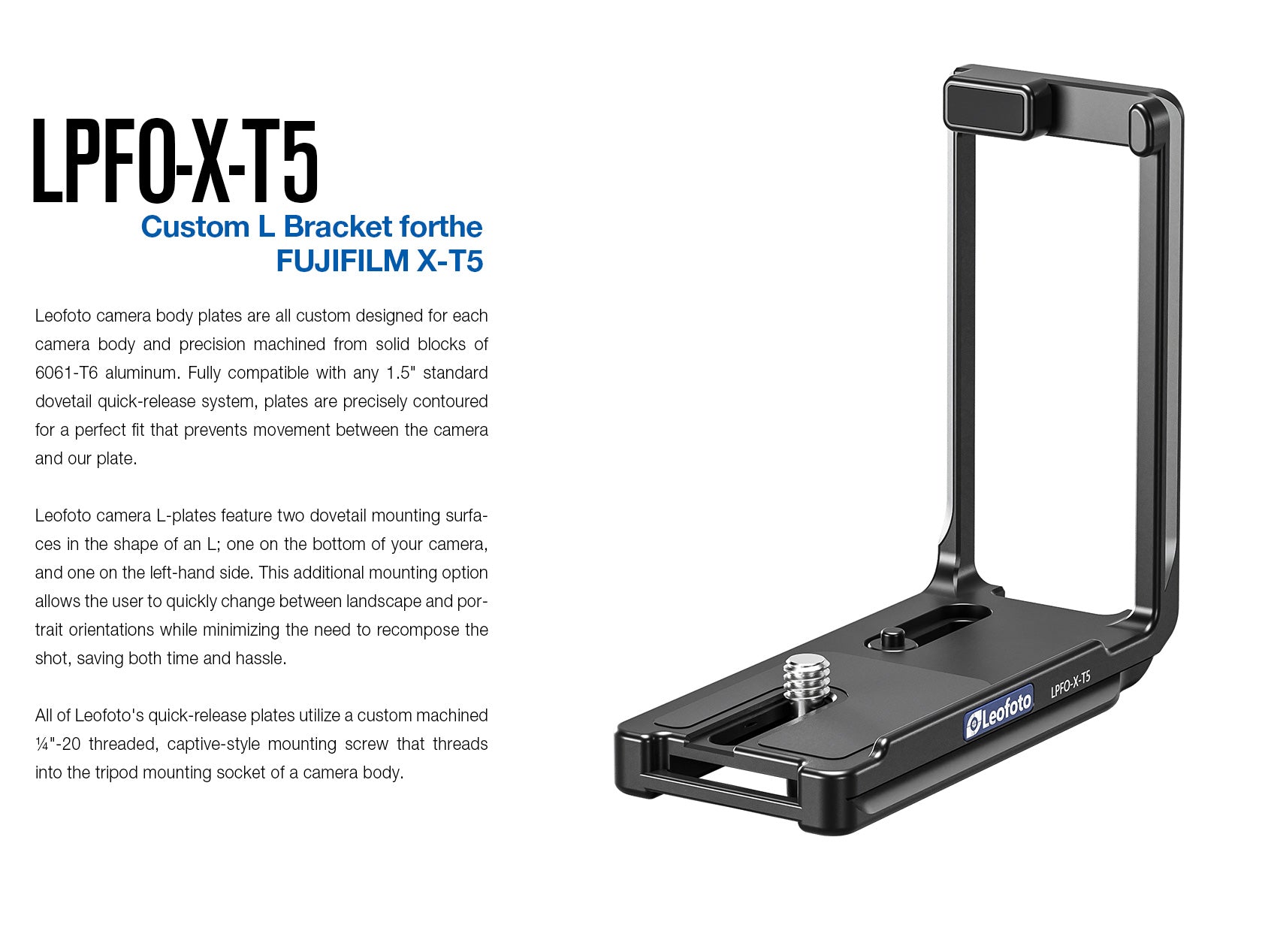 Leofoto LPFO-X-T5 L Plate for Fujifilm X-T5 | Arca Compatible