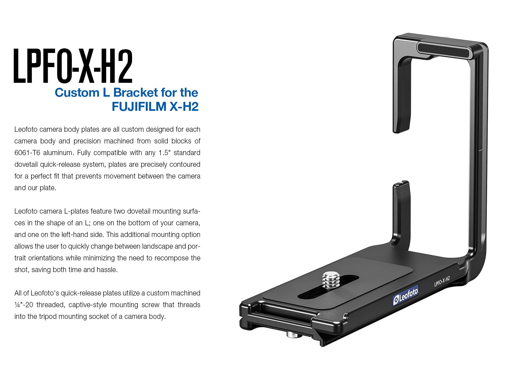 Leofoto LPFO-X-H2 L Plate for Fujifilm X-H2 Arca Compatible