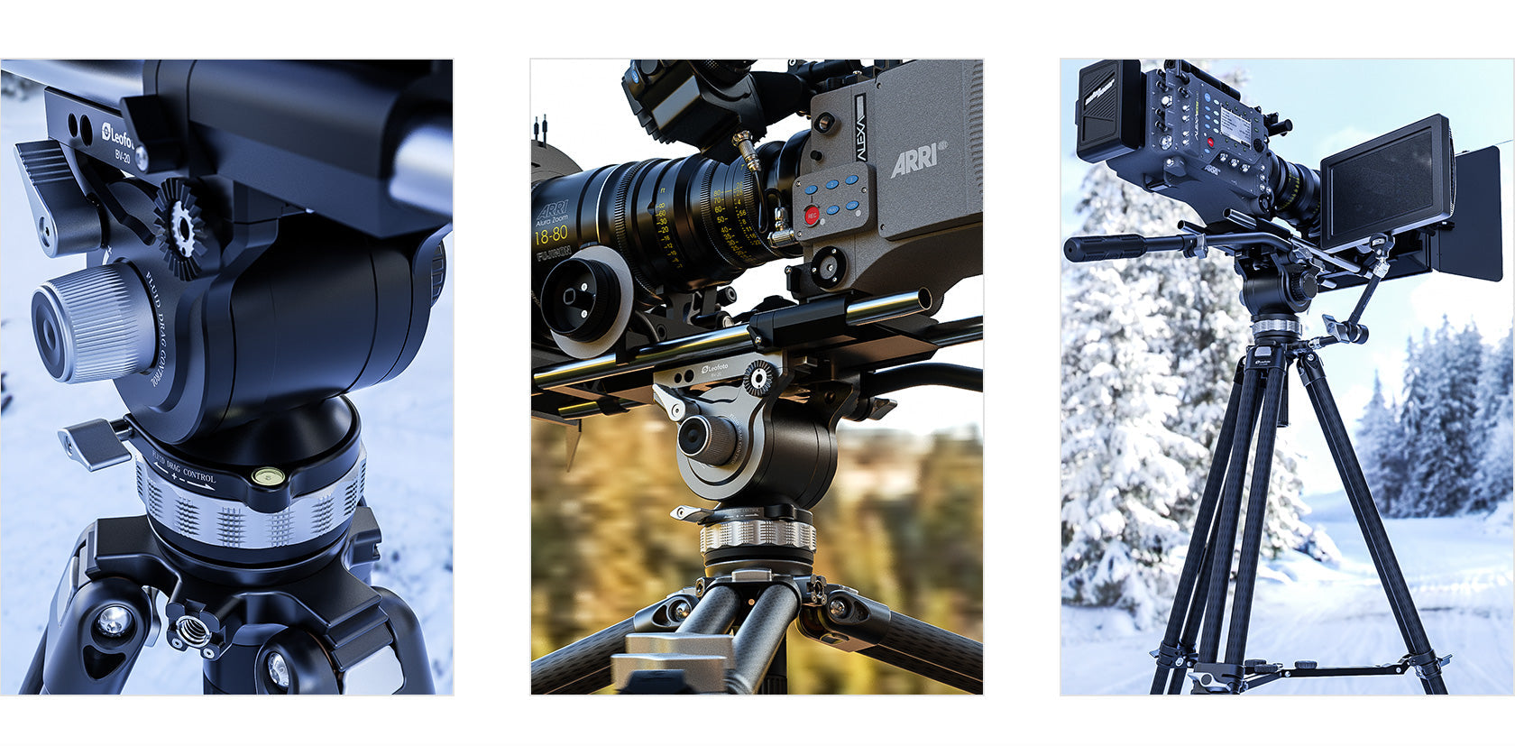 Leofoto LVC-253C+BV-20K (Knob Clamp) Dual-Tube Video Tripod with Fluid Head Set | 75mm Integrated Bowl with Leveling Base and Handle