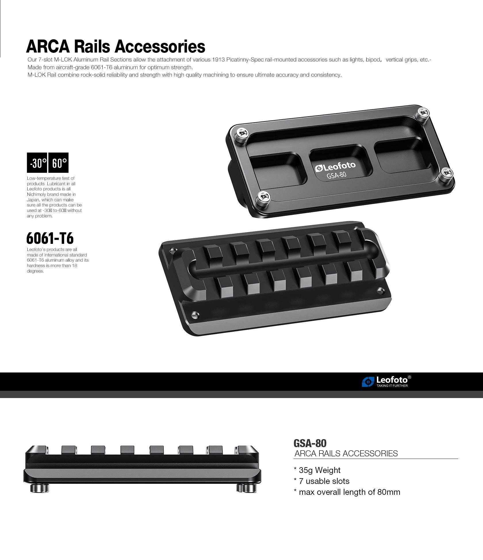 Leofoto GSA-80 / GSA-180 | Arca + Picatinny Rail