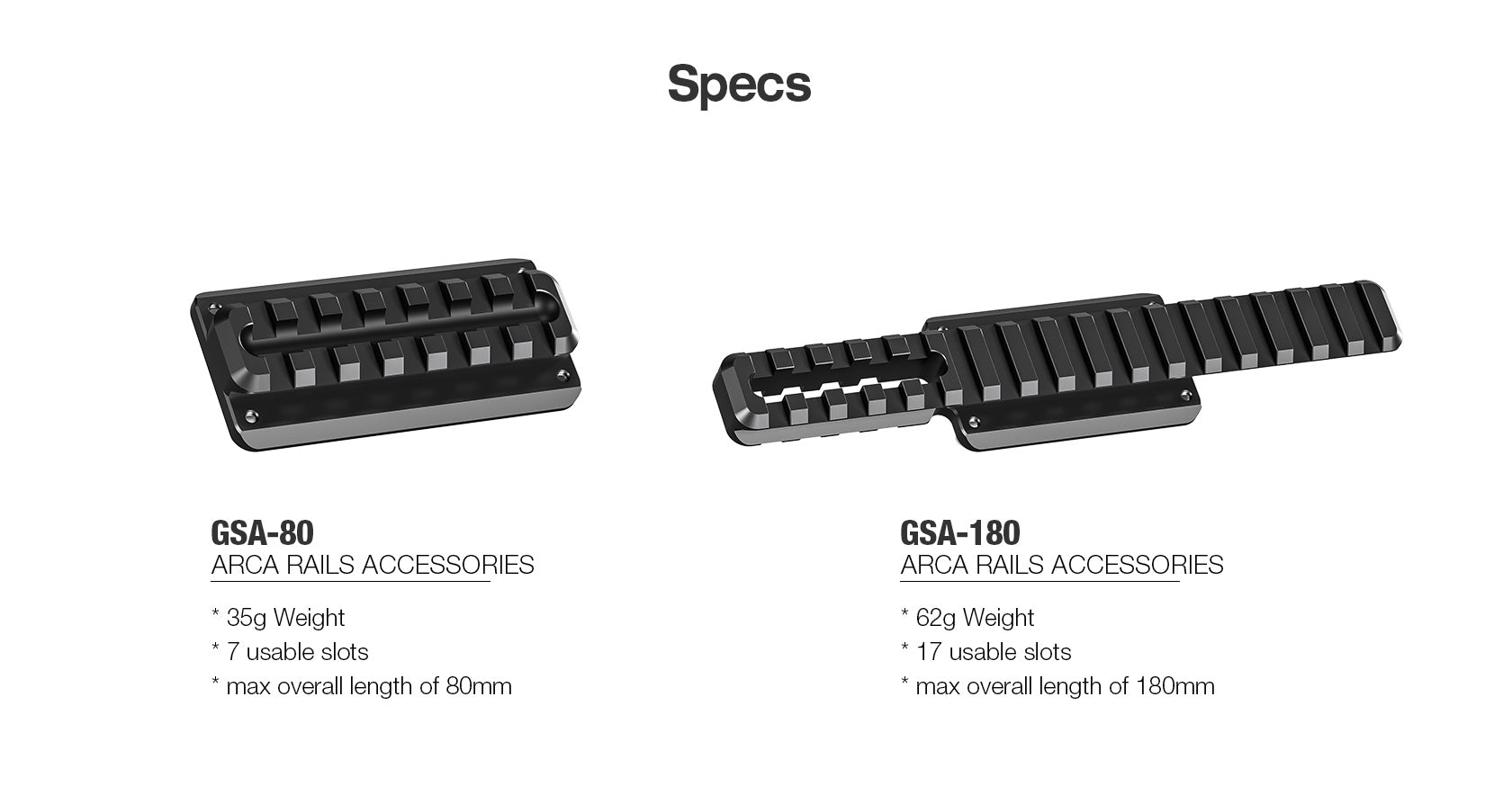 Leofoto GSA-80 / GSA-180 | Arca + Picatinny Rail