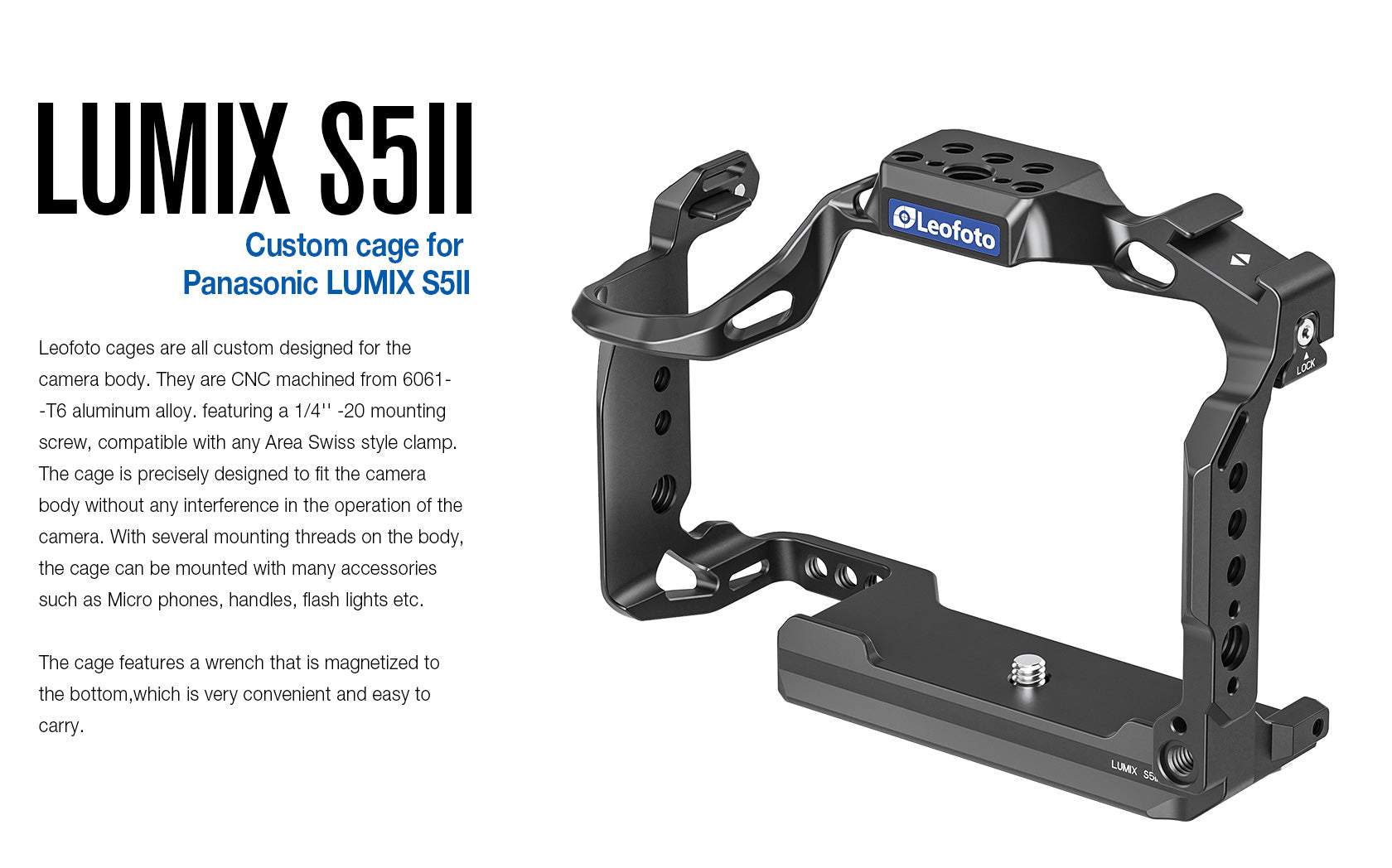 Leofoto LUMIX S5II Custom Cage for Panasonic LUMIX S5 II / S5 IIX Mirrorless Camera