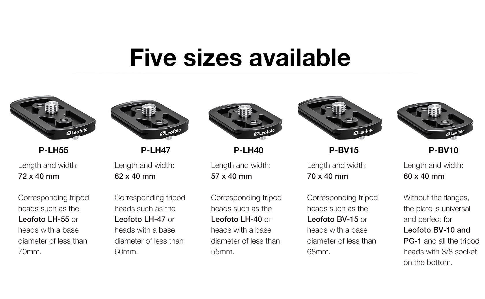 Leofoto P Series Arca-Type Base Plates for Heads
