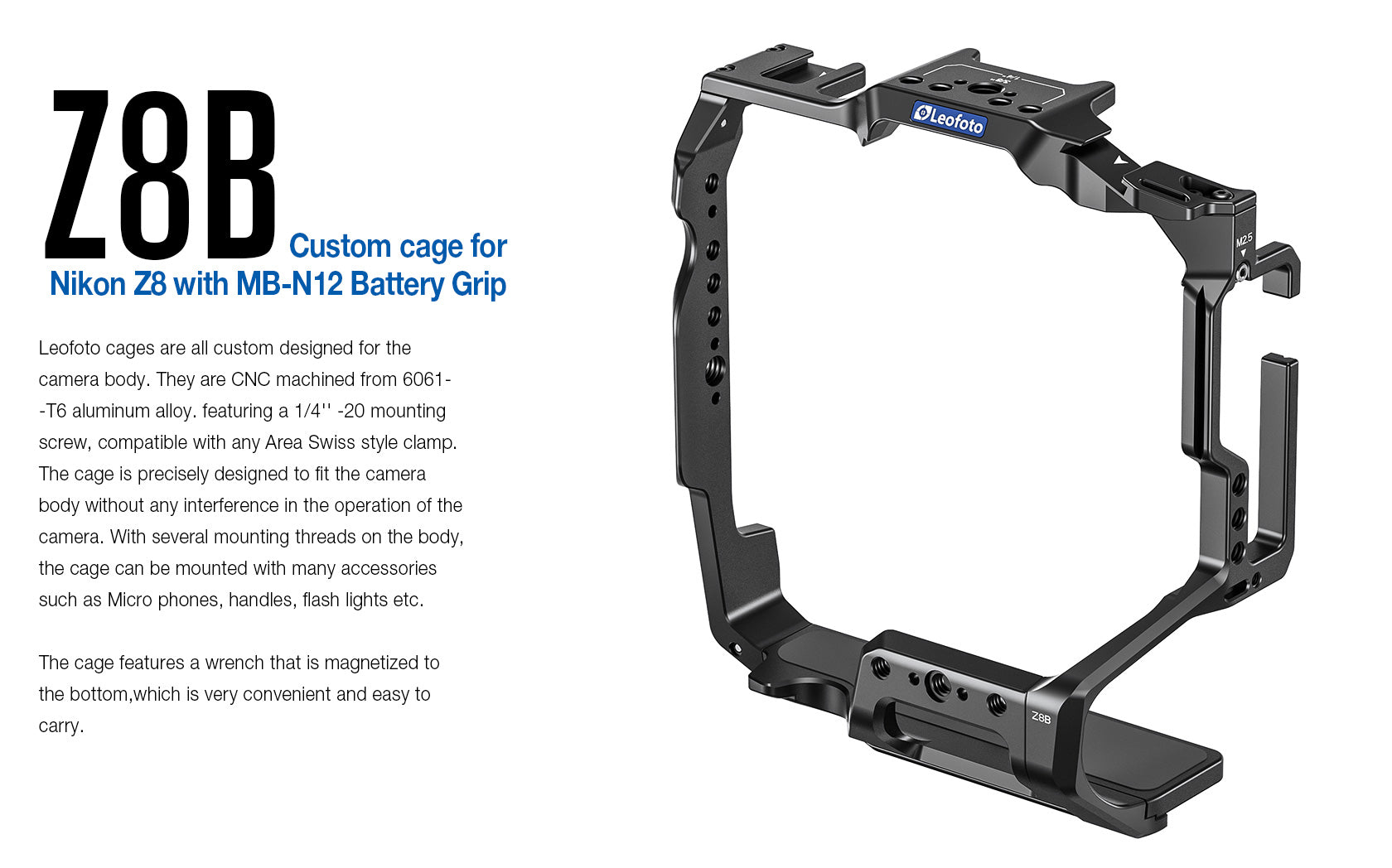 Leofoto Z8B Camera Cage for Nikon Z8 MB-N12 Battery Grip
