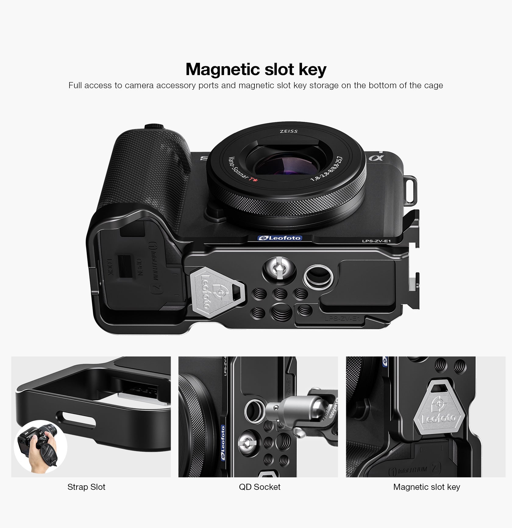 Leofoto LPS-ZV-E1 L Plate for Sony Alpha ZV-E1 | Arca Compatible (Black / Silver)