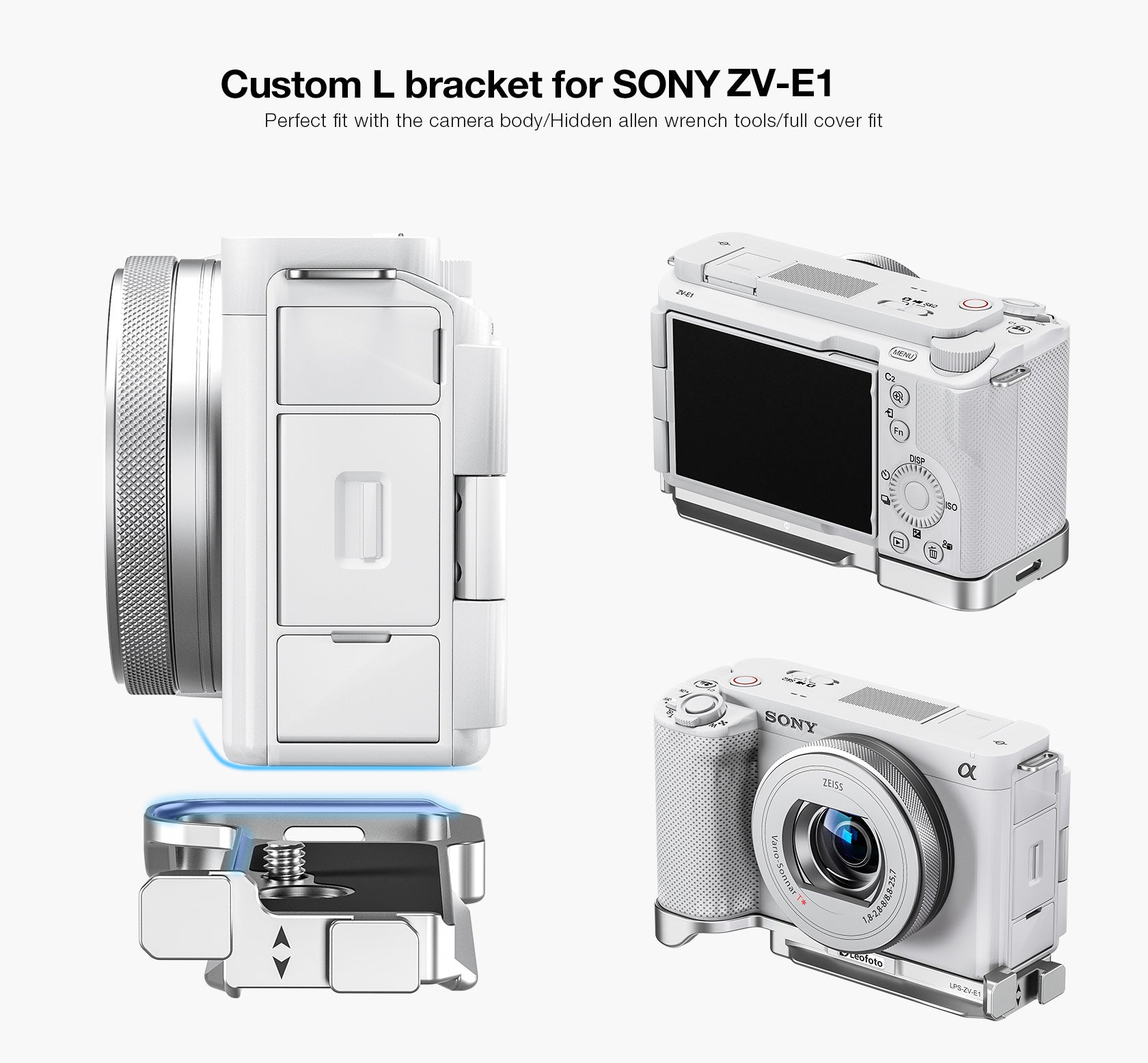 Leofoto LPS-ZV-E1 L Plate for Sony Alpha ZV-E1 | Arca Compatible (Black / Silver)