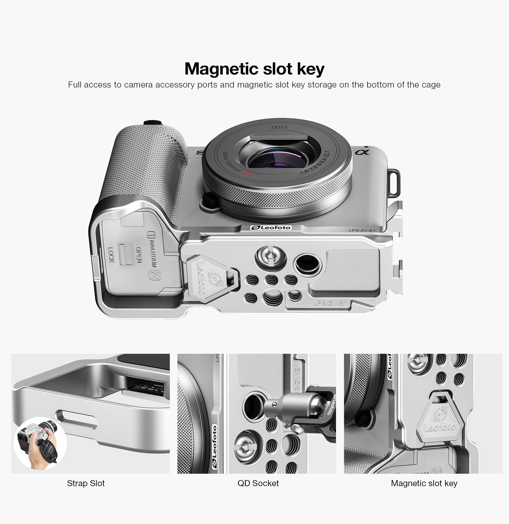 Leofoto LPS-ZV-E1 L Plate for Sony Alpha ZV-E1 | Arca Compatible (Black / Silver)