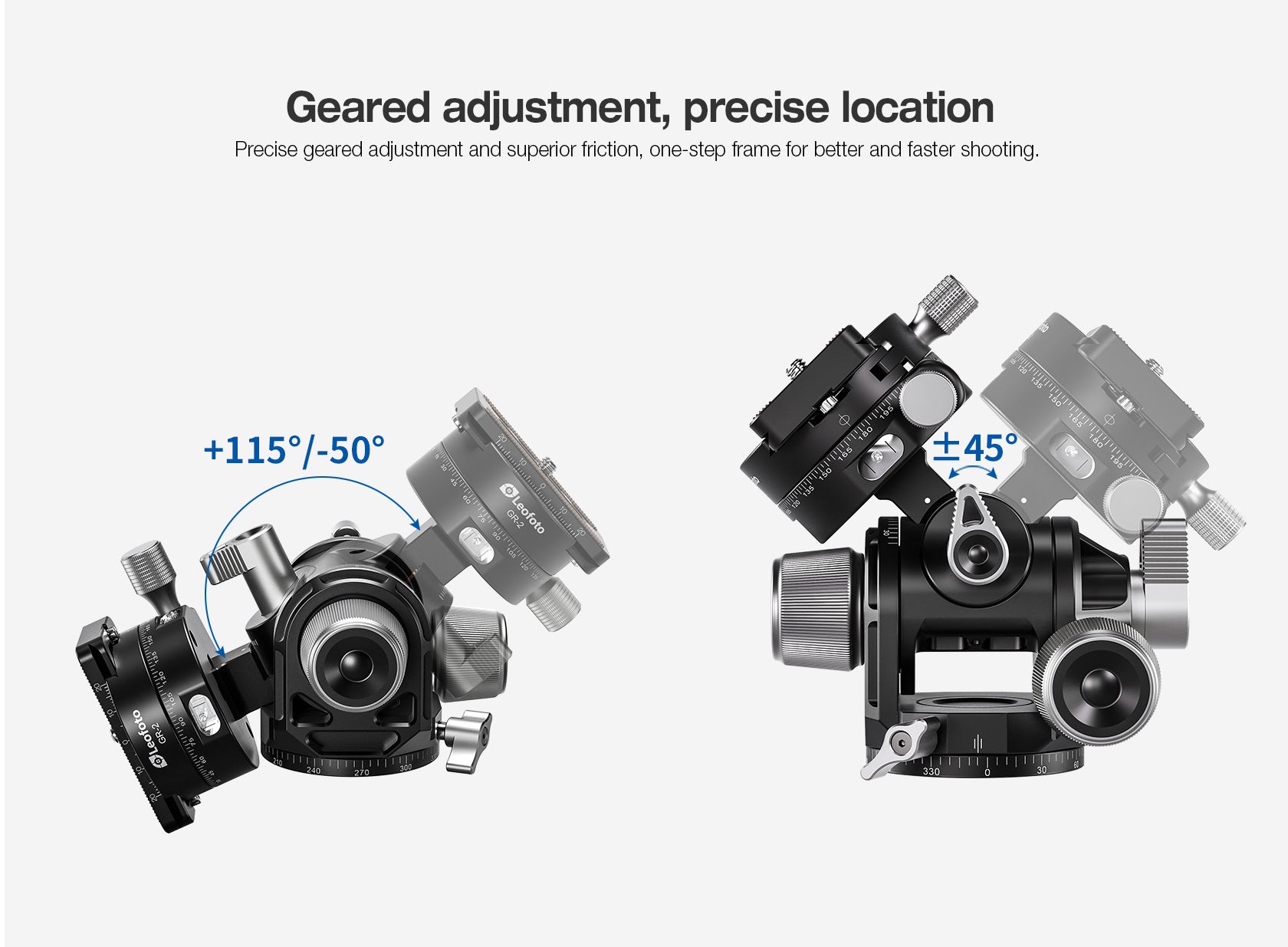 Leofoto G4 Pro Four Way Geared Head with Geared Panning Adapter | Arca Compatible