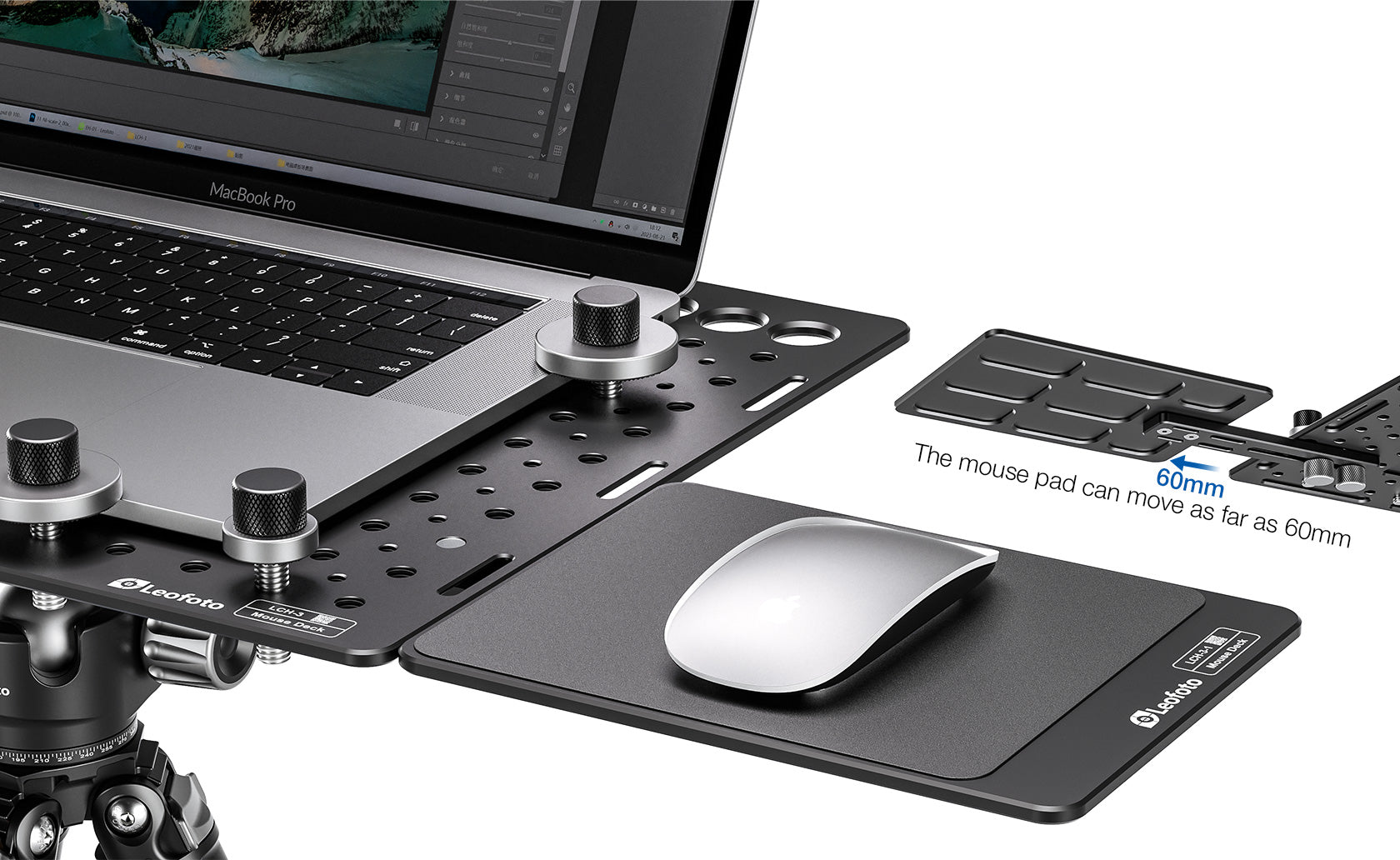 Leofoto LCH-3Kit Ultimate Laptop Tray Kit | 1/4" and 3/8" Compatible