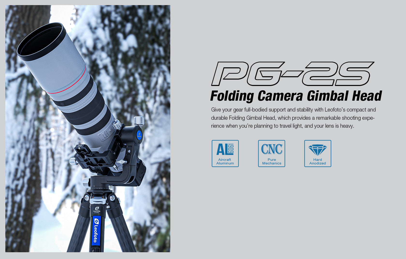 Leofoto PG-2S Compact Mini Folding Gimbal Head