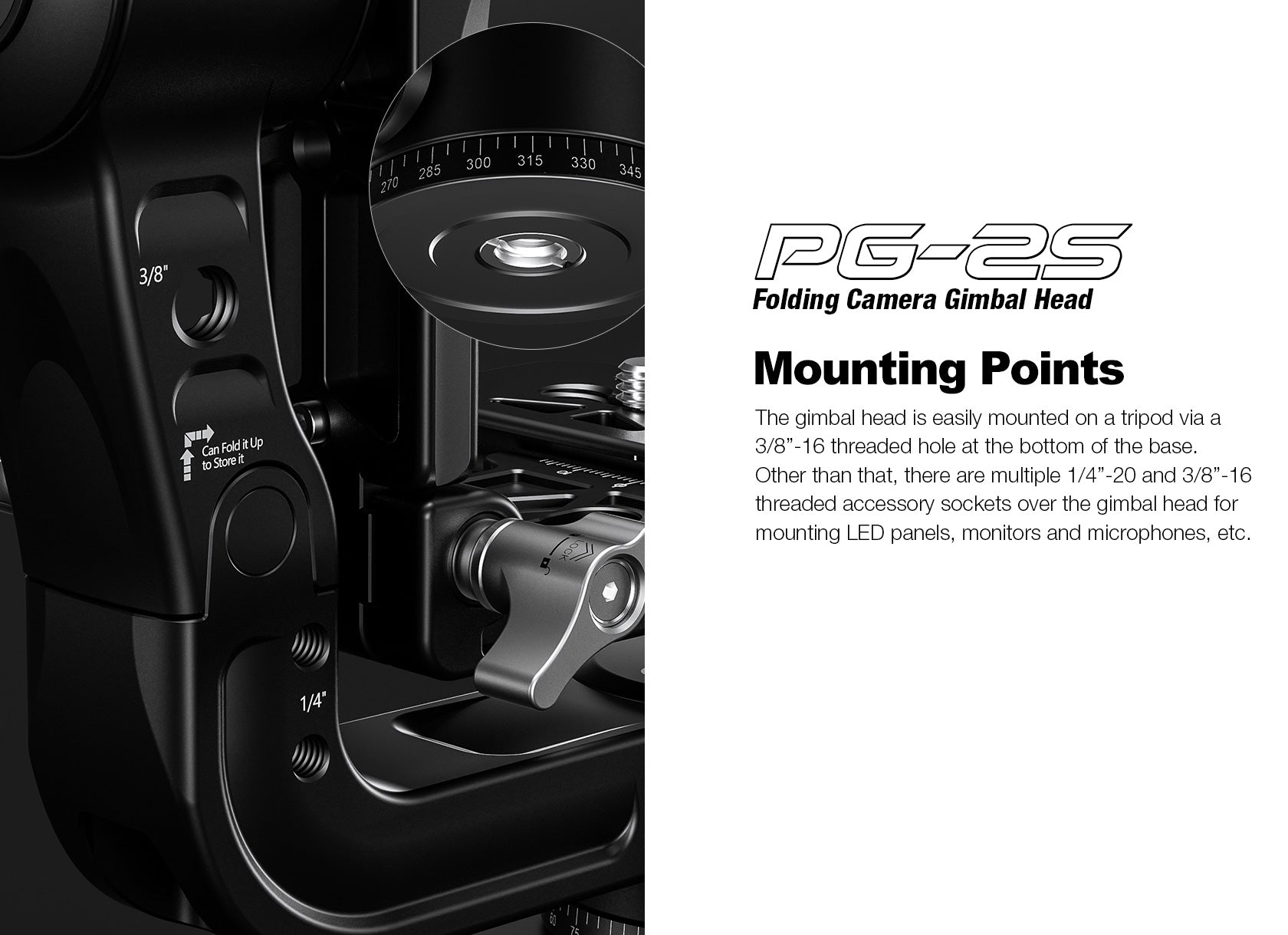 Leofoto PG-2S Compact Mini Folding Gimbal Head