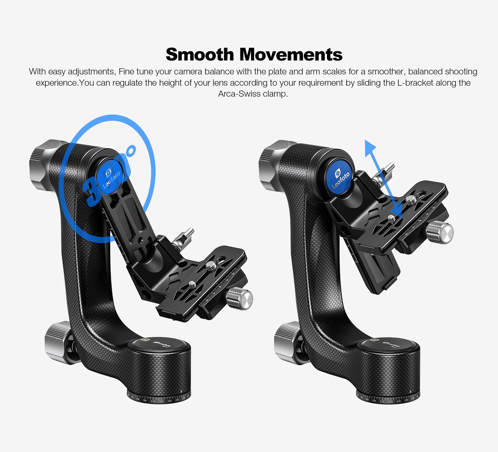 Leofoto PG-3 (Knob Clamp) / PG-3L (Lever-Release Clamp) Carbon Fiber Gimbal Head