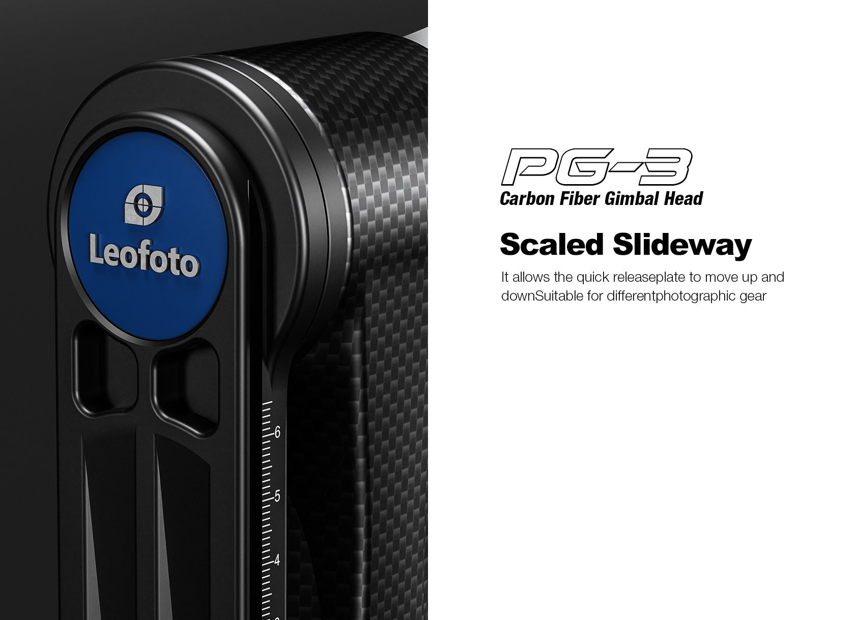 Leofoto PG-3 (Knob Clamp) / PG-3L (Lever-Release Clamp) Carbon Fiber Gimbal Head