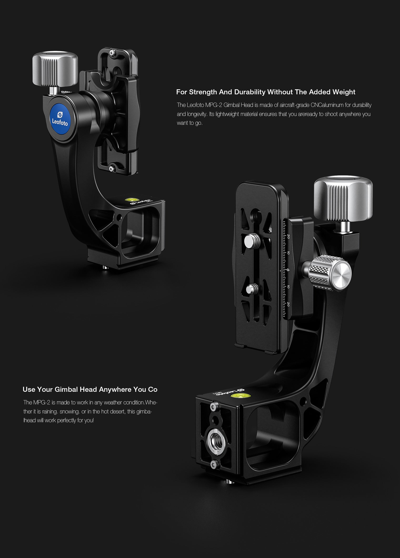 Leofoto MPG-02 (Knob Clamp) / MPG-02L (Lever-Release Clamp) Gimbal Attachment for Heads | Arca Compatible