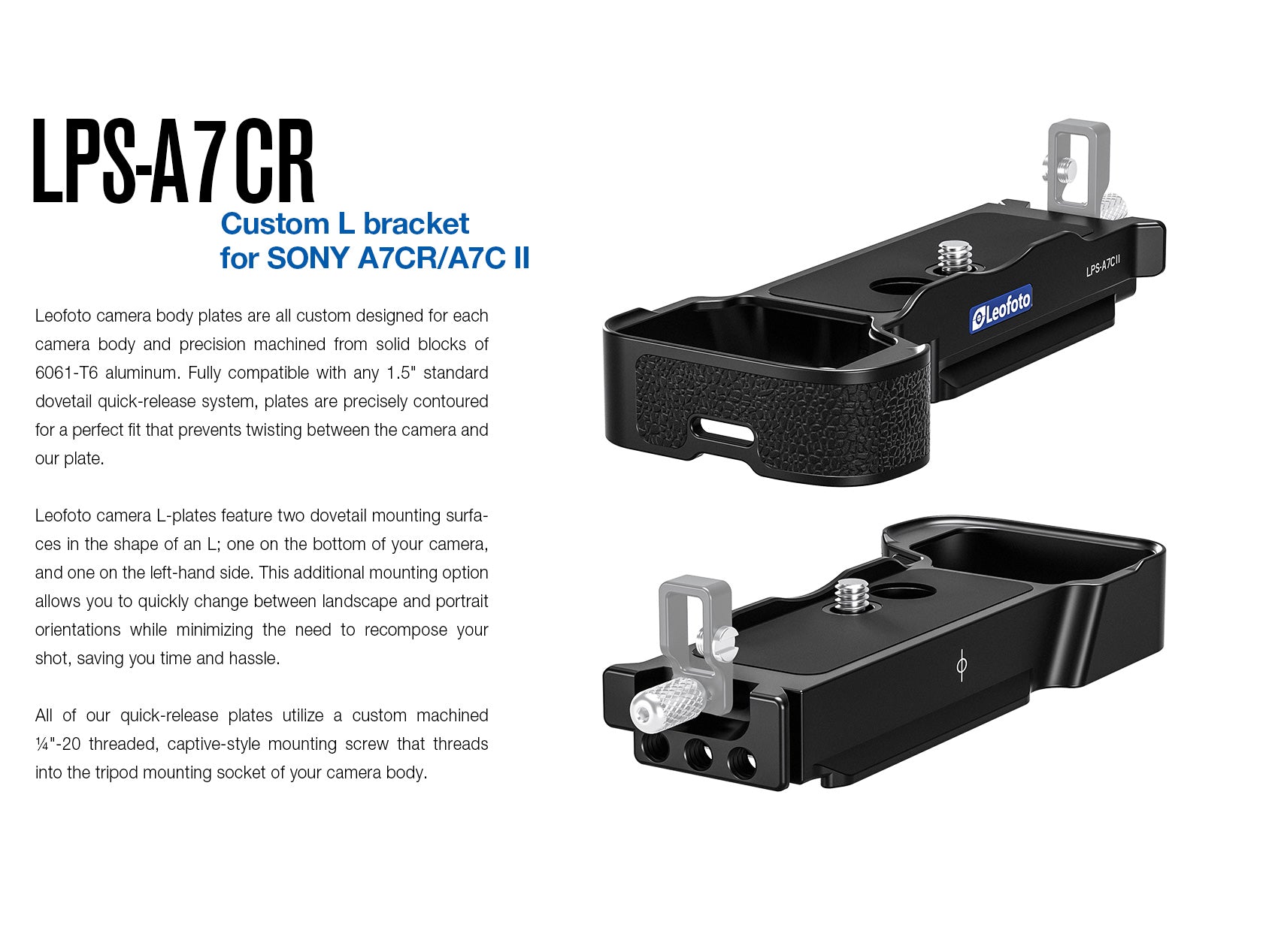 Leofoto LPS-A7CR/A7C II L Plate for Sony A7CR/A7C II | Arca Compatible