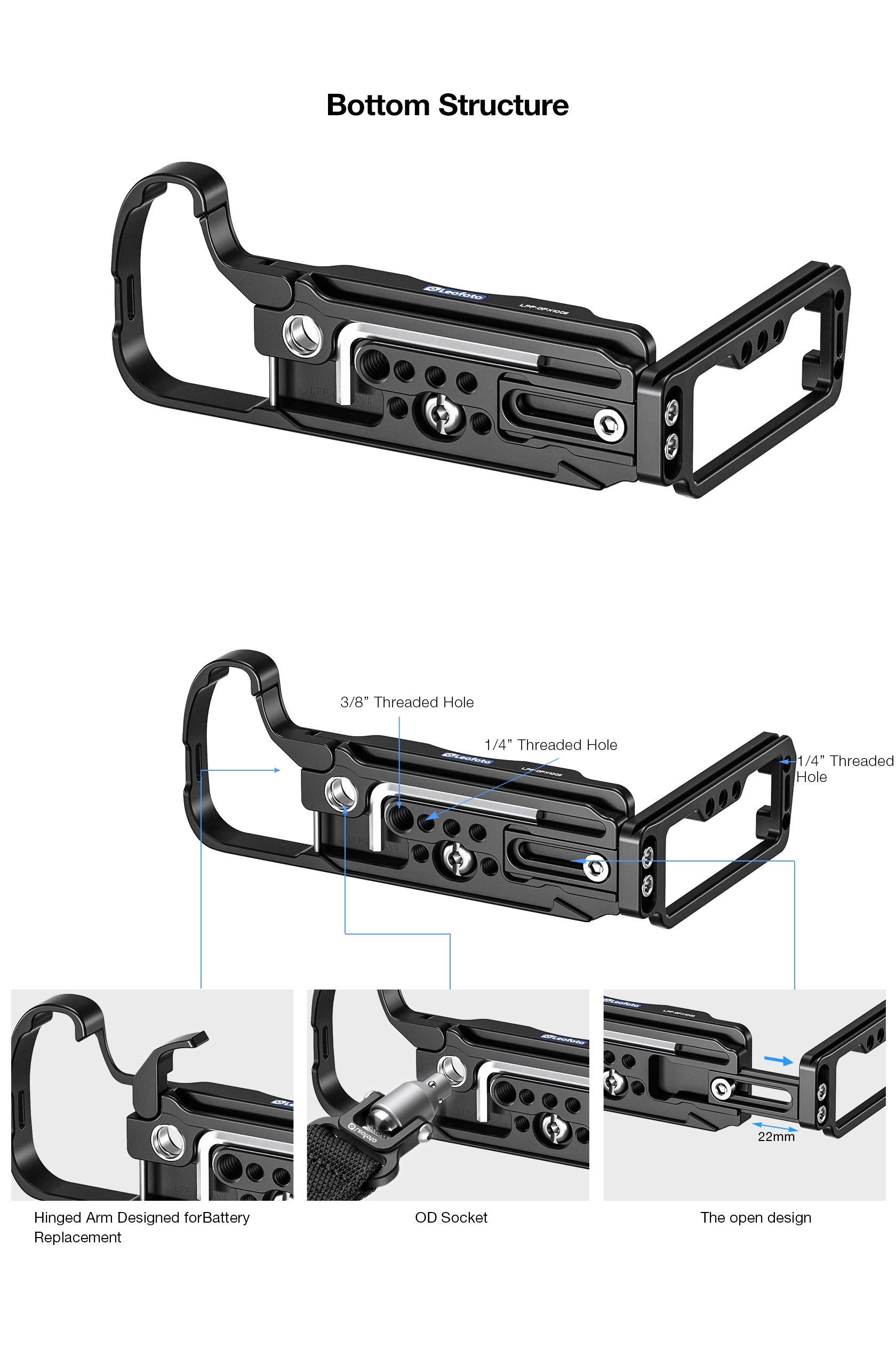 Leofoto LPF-GFX100II L Plate for Fujifilm GFX100 II | Arca Compatible