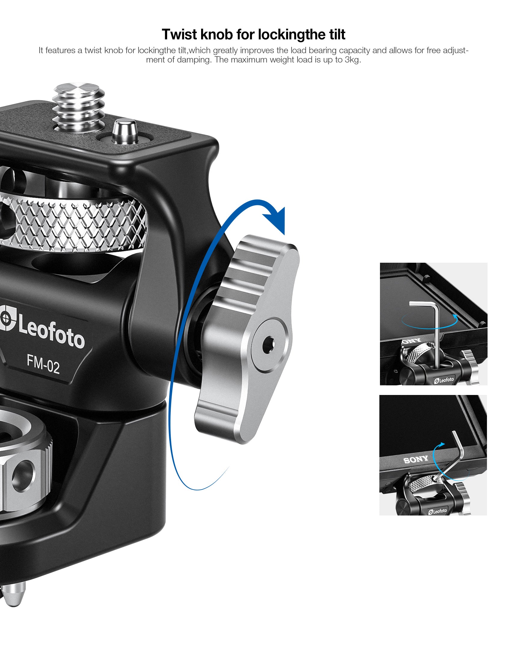 Leofoto FM-02 Swivel and Tilt Monitor Mount | ARRI Compatible