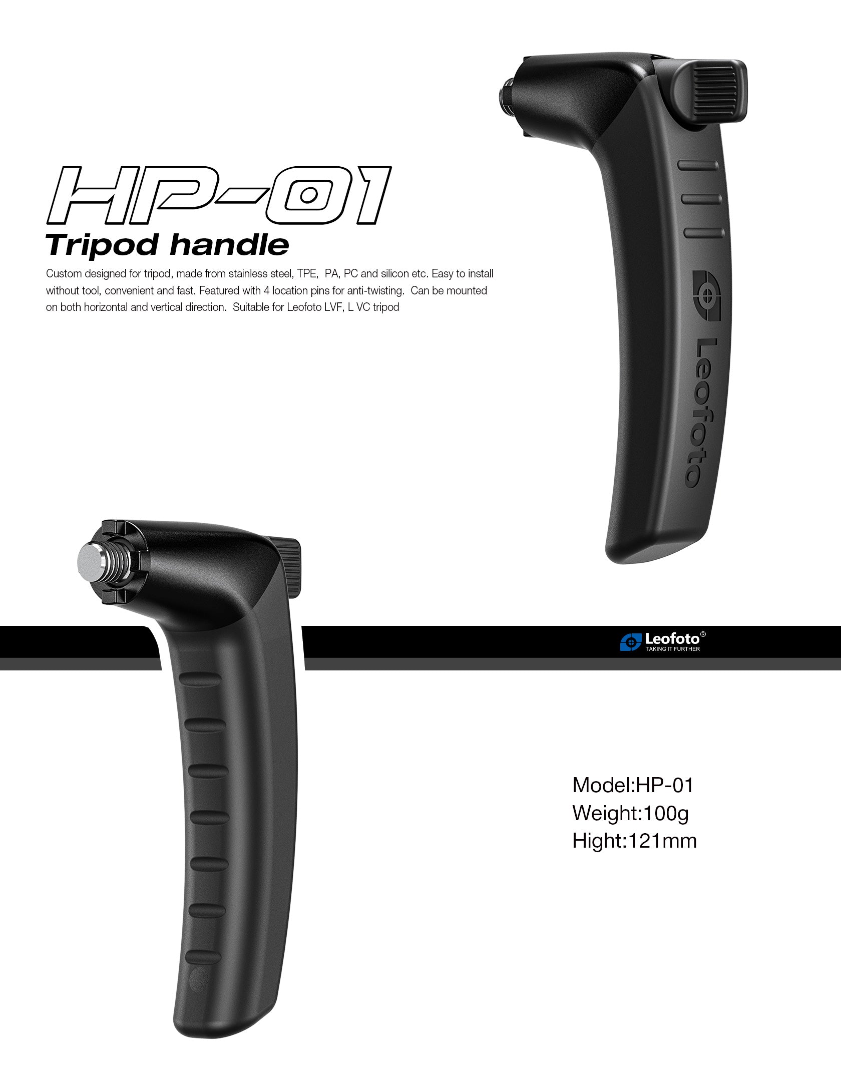 Leofoto HP-01 Tripod Handle for LVC/LVF Video Tripods