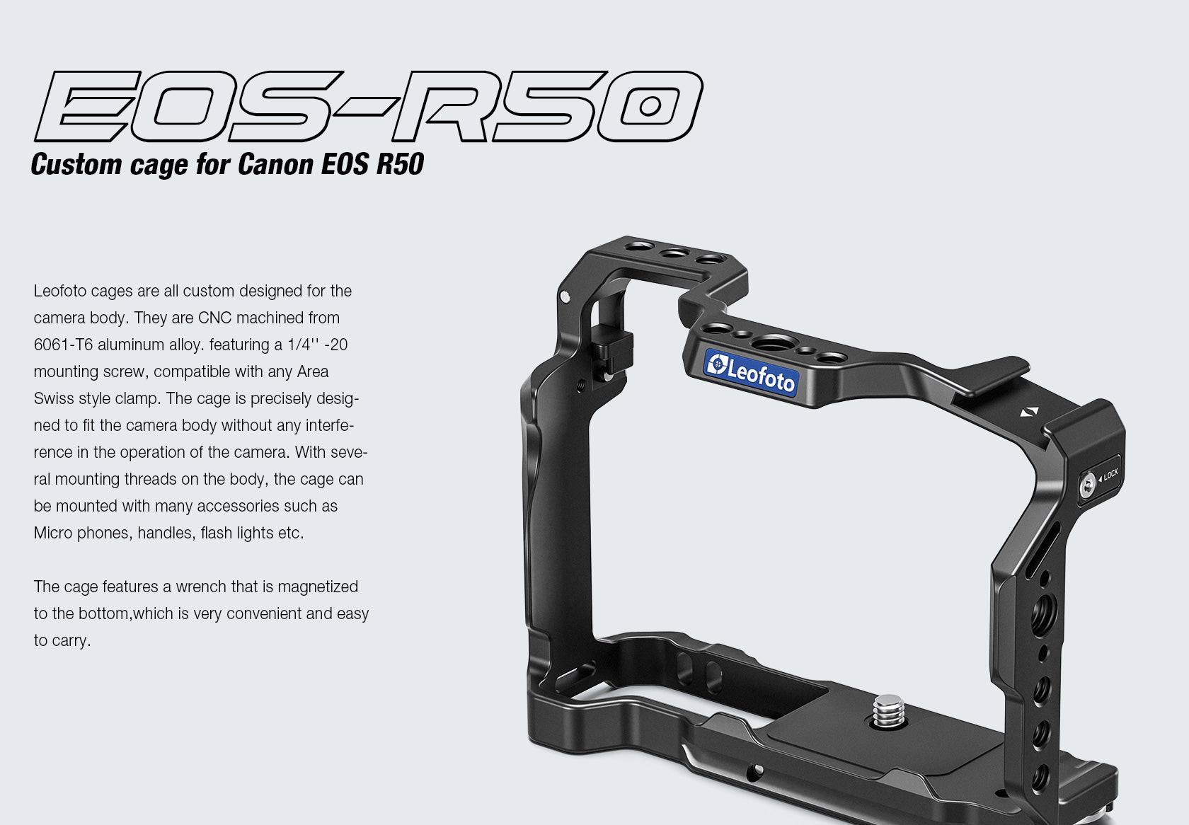 Leofoto EOS-R50 Custom Cage for Canon EOS-R50 Camera