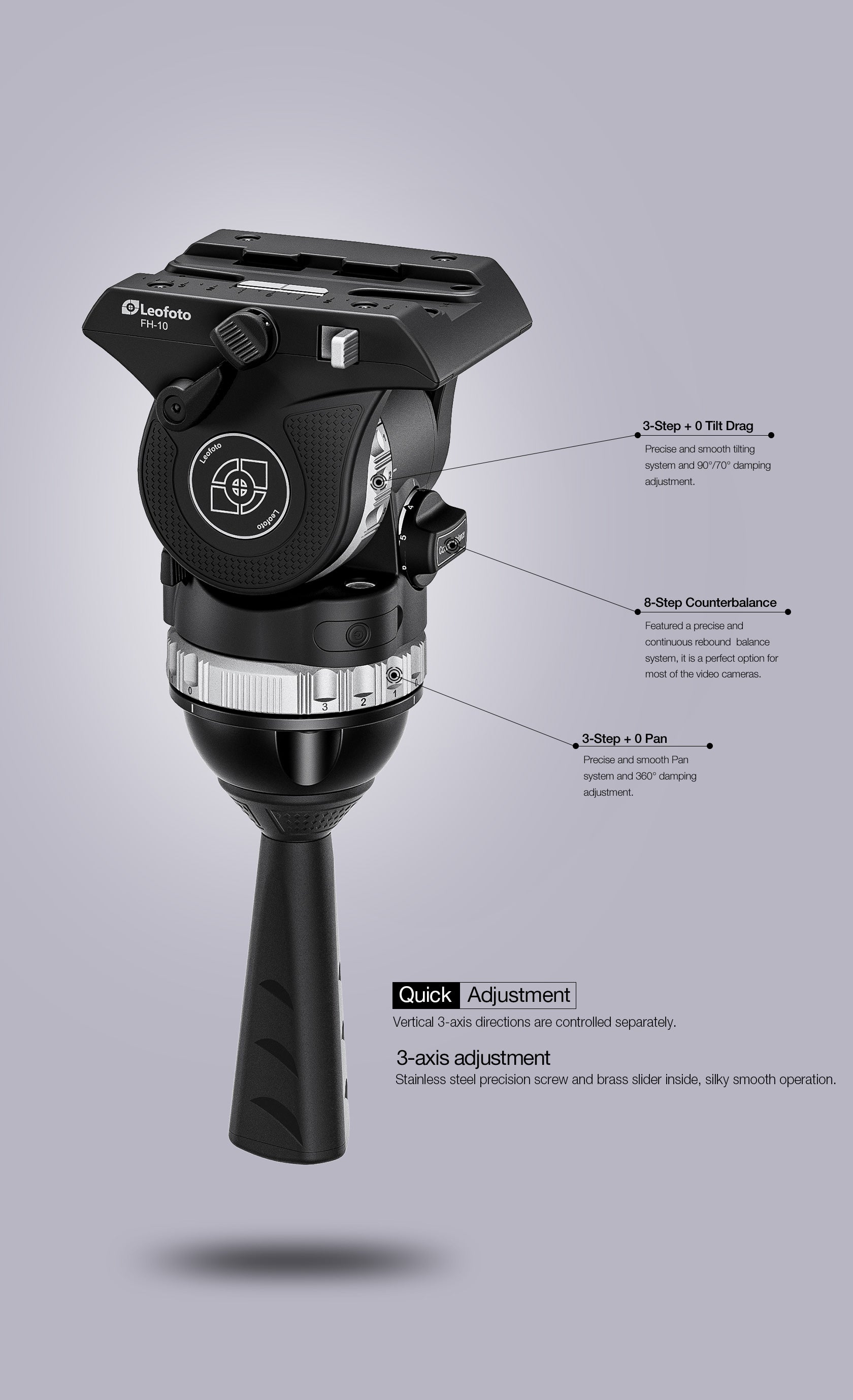 Leofoto FH-10 Professional Fluid Video Head (75mm Bowl) - Arca Standard