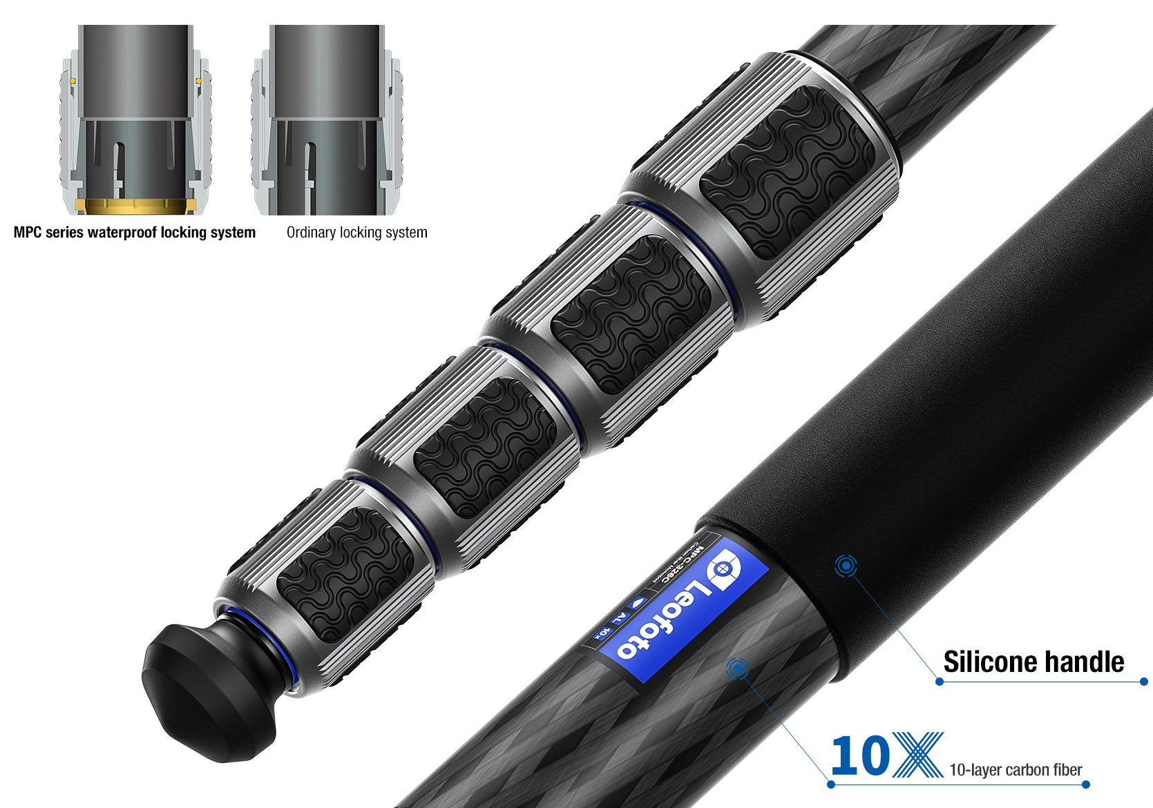 Leofoto MPC Series Upgraded Carbon Fiber Monopod with Case | Water-Resistant and Quick Positioning