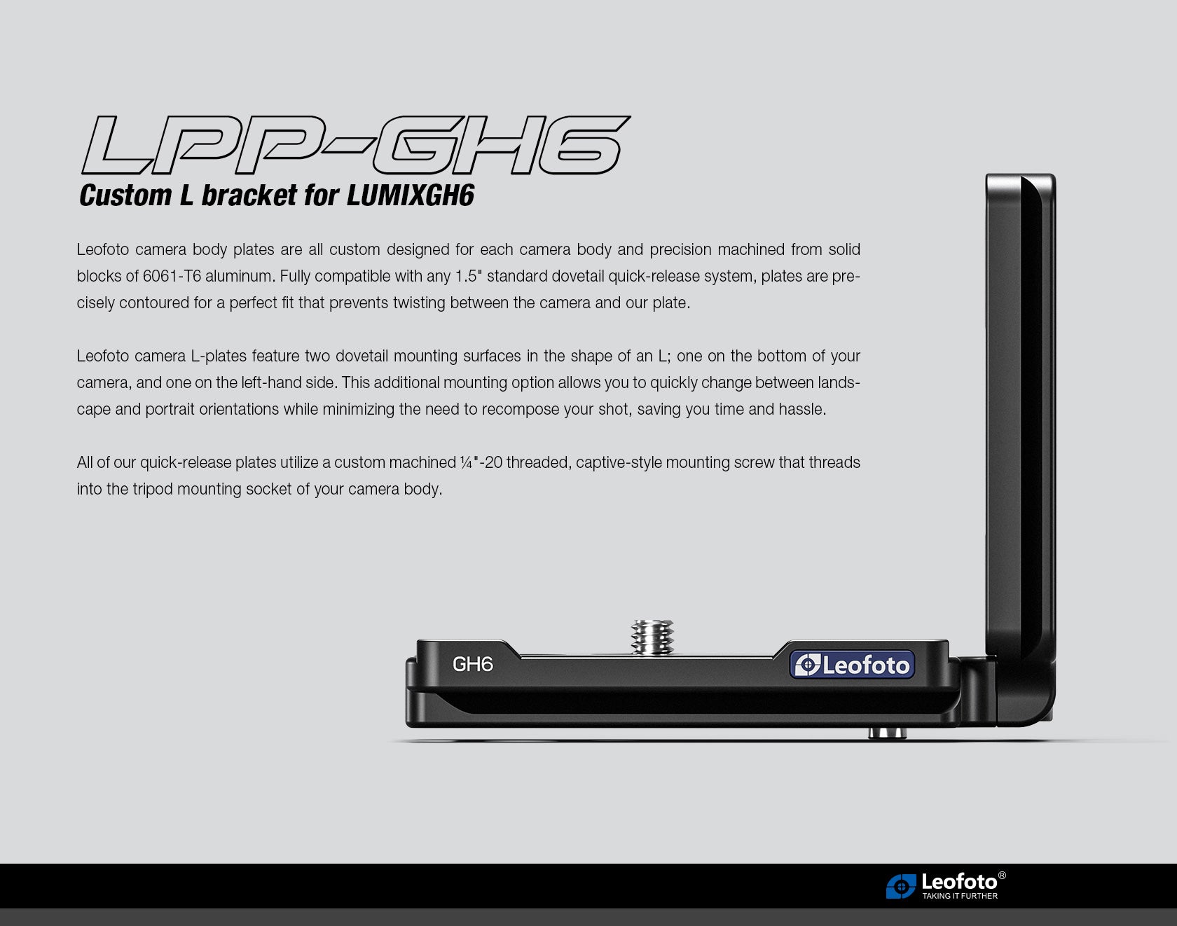 Leofoto LPP-GH6 L Plate for Lumix GH5, GH6 | Arca Compatible