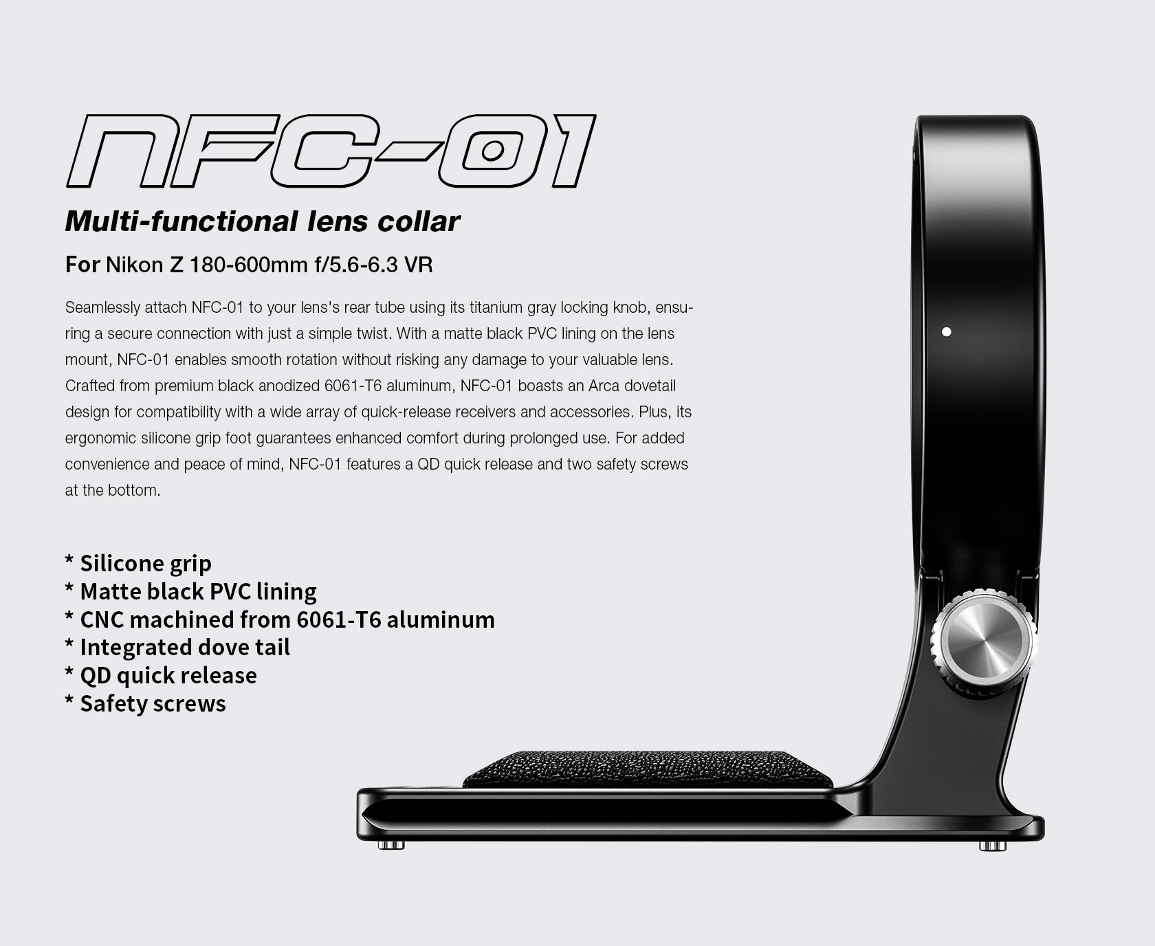 Leofoto NFC-01 Replacement Foot for Nikon Z180-600mmF/5.6-6.3