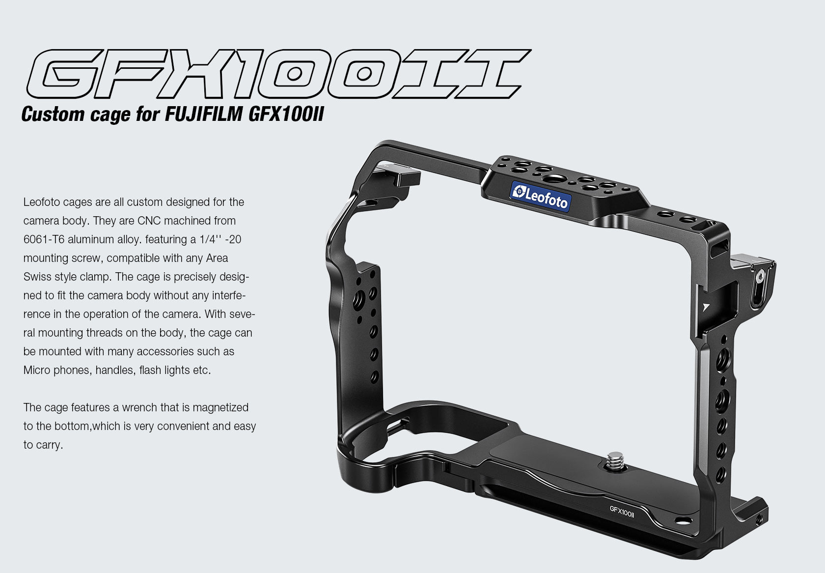 Leofoto GFX100 II Camera Cage for Fujifilm GFX100 II