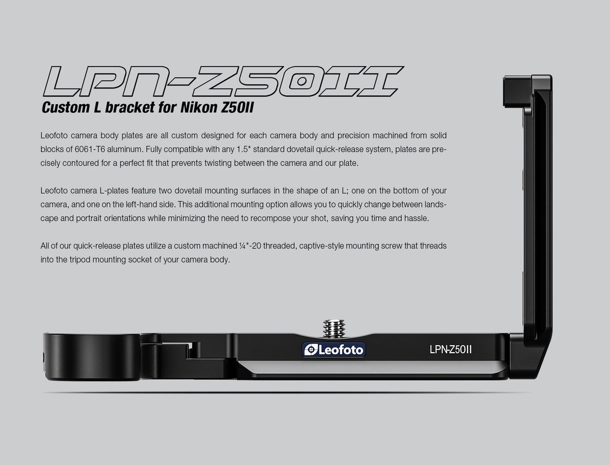 Leofoto LPN-Z50II L-Bracket for Nikon Z50II | Arca Compatible