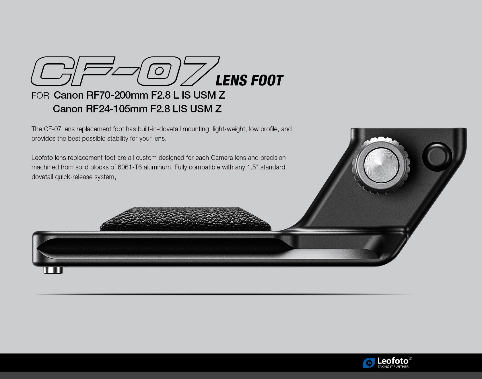 Leofoto CF-07/W Replacement Foot for Canon RF70-200mm F2.8 L IS USM Z / RF24-105mm F2.8 LIS USM Z