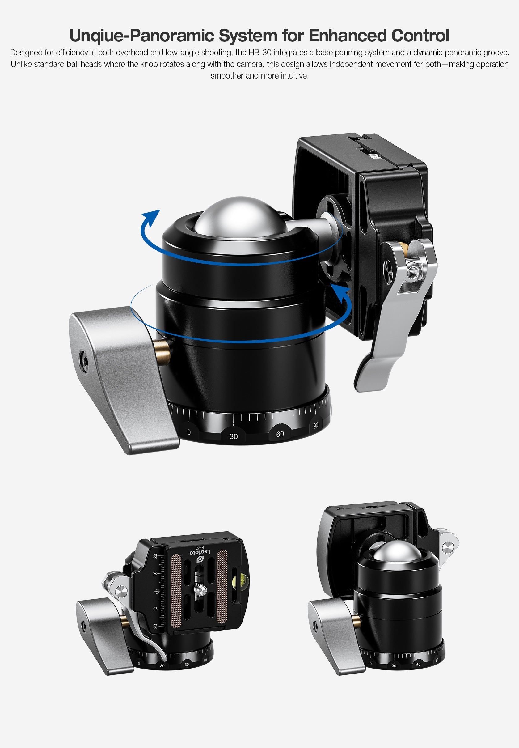 Leofoto HB-30 Compact Precision Ball Head with Single-Knob Control, Weather-Resistant and Maintenance-Free