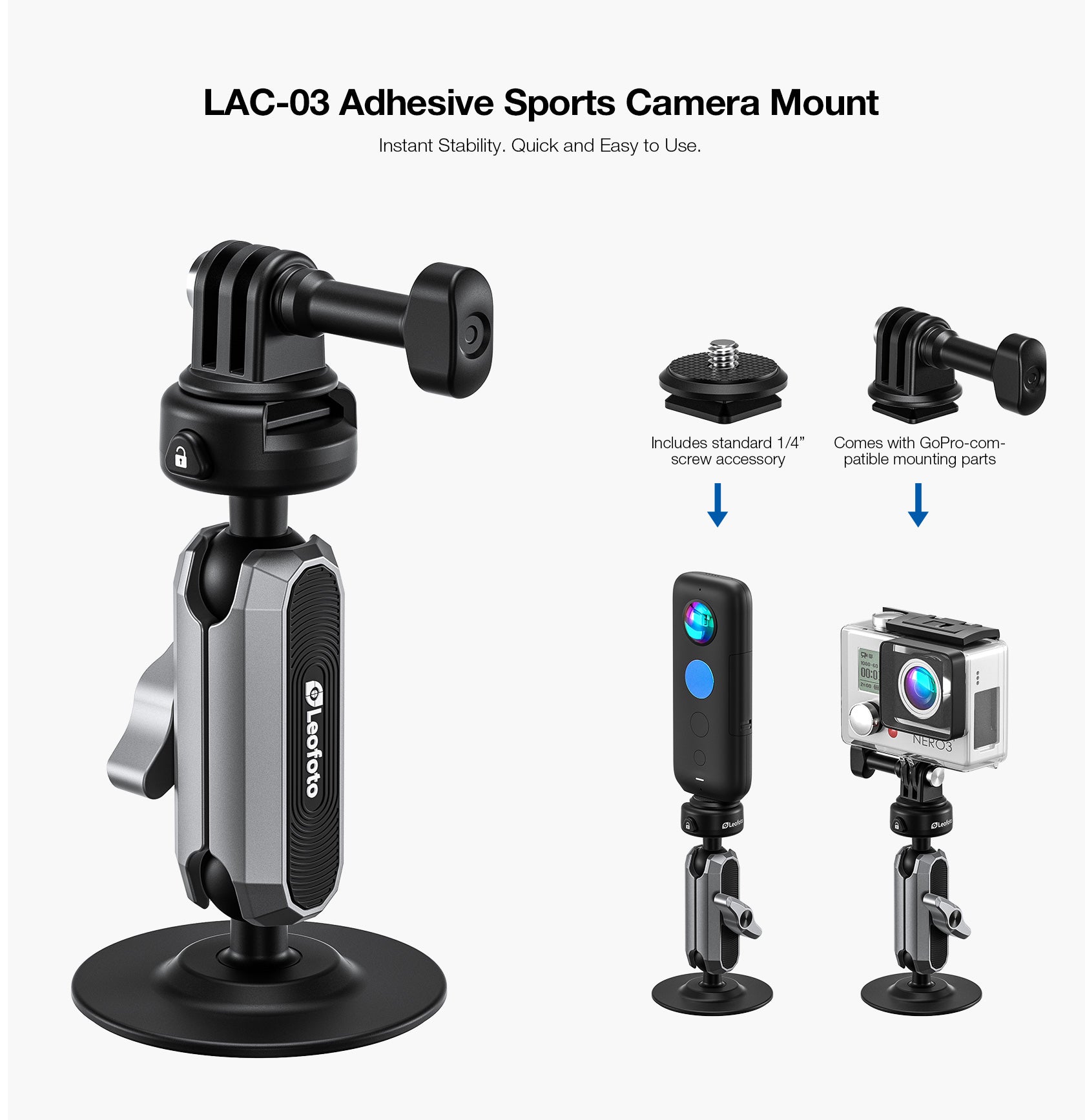 Leofoto LAC-03 Adhesive Sports Camera Mount