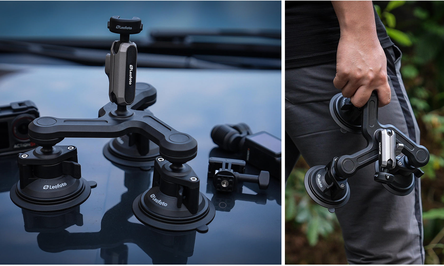 Leofoto LAC-05 Triple Suction Cup Sports Camera Mount
