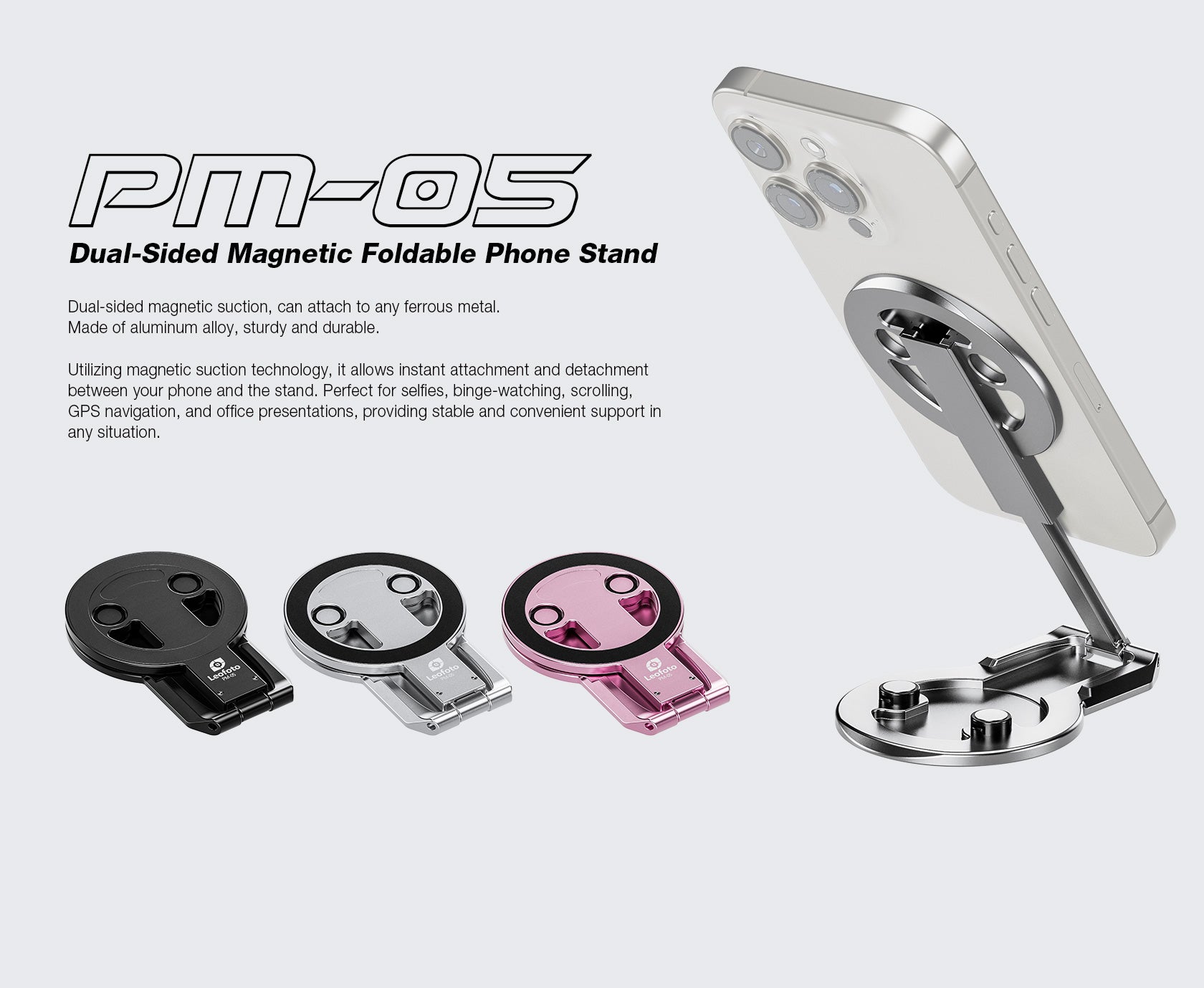 Leofoto PM-05 Dual-Sided Magnetic Foldable Phone Stand