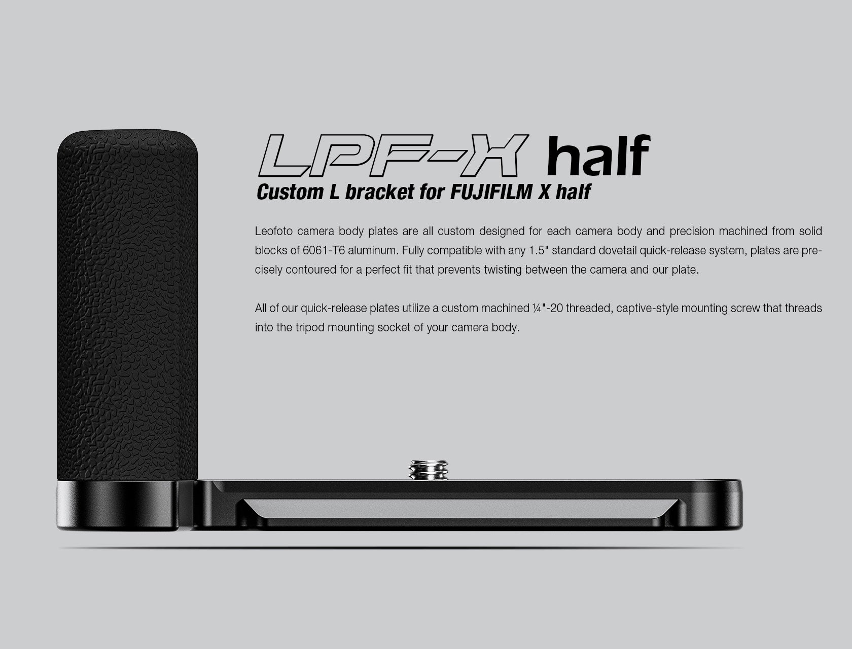 Leofoto LPF-X-half L Plate for Fujifilm X half | Arca Compatible (Black/Silver)
