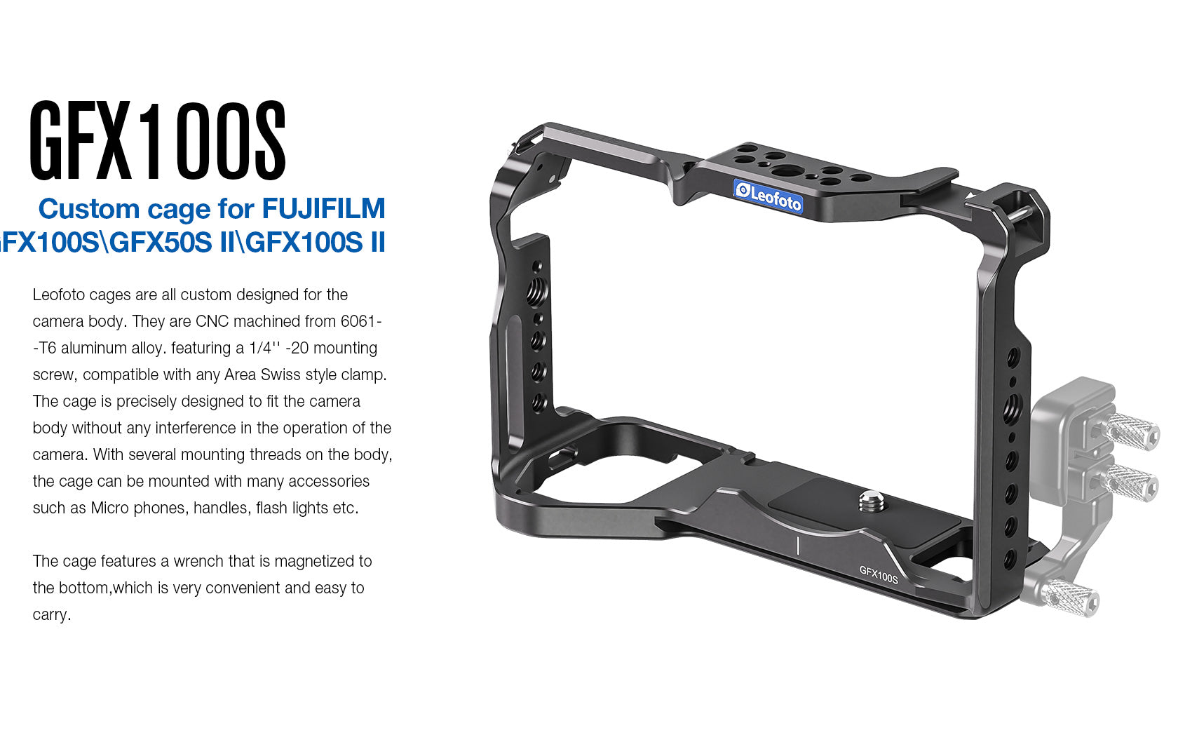Leofoto GFX100S Camera Cage for Fujifilm GFX100S/GFX50S II/GFX100S II