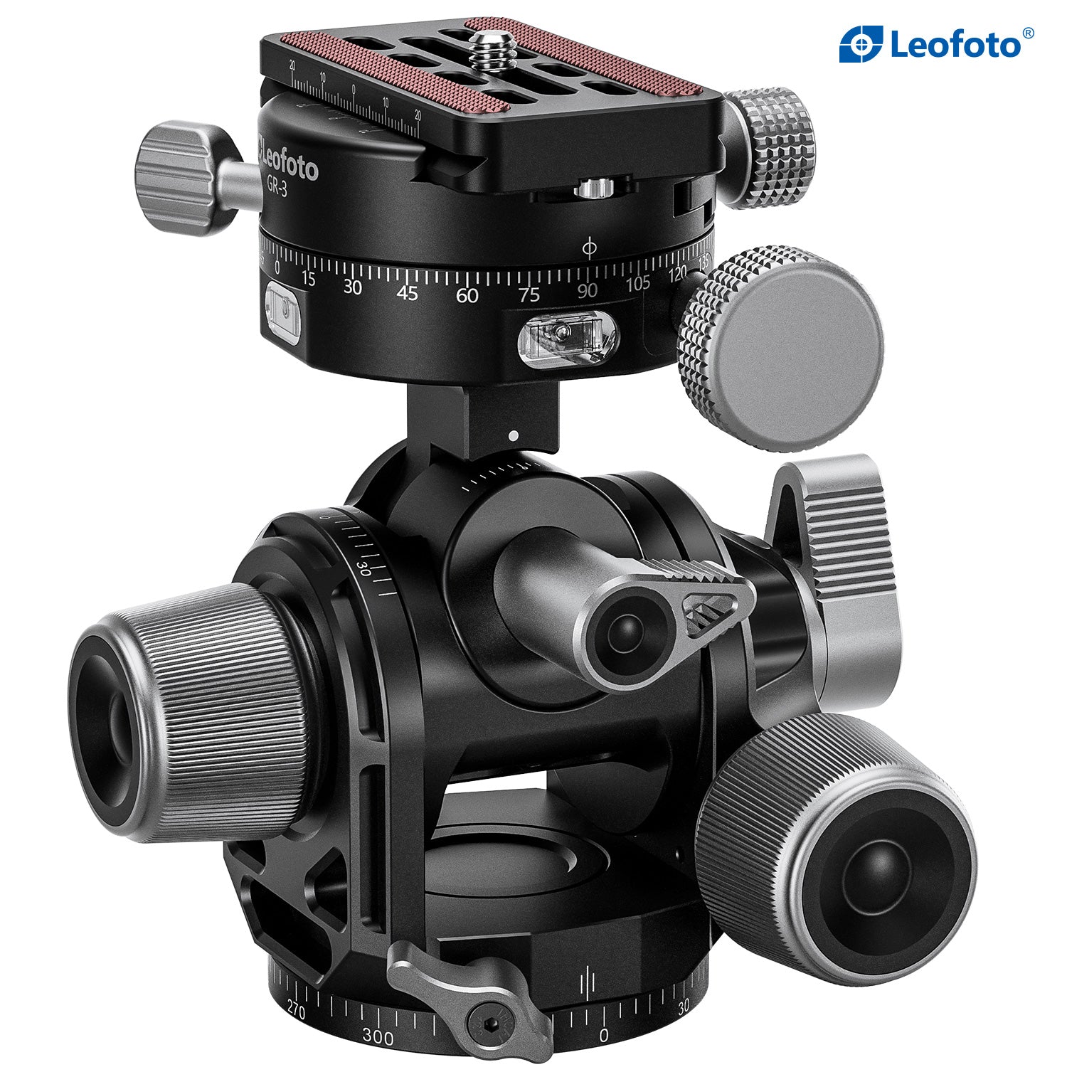 Leofoto G4PROM Four Way Geared Head with GR-3 Extended Knob Geared Panning Adapter | Arca Compatible