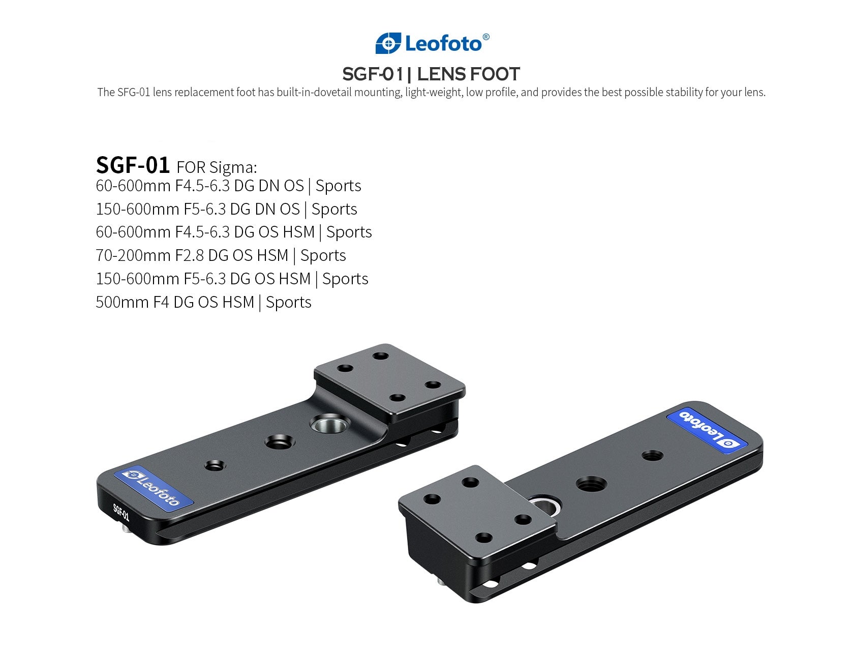 Leofoto SGF-01 Replacement Lens Foot for Sigma 150-600mm F5-6.3 S / 60-600mm F4.5-6.3 DG DN OS Sports / 70-200mm F2.8 DG OS HSM Sports