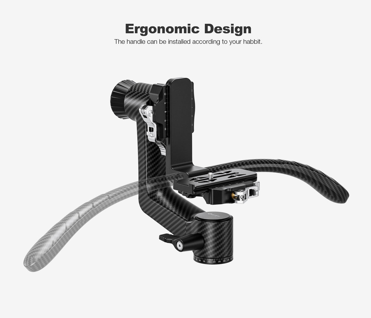 Leofoto PG-3SL (Lever-Release Clamp) Carbon Fiber Gimbal Head with Handle – Black / Green